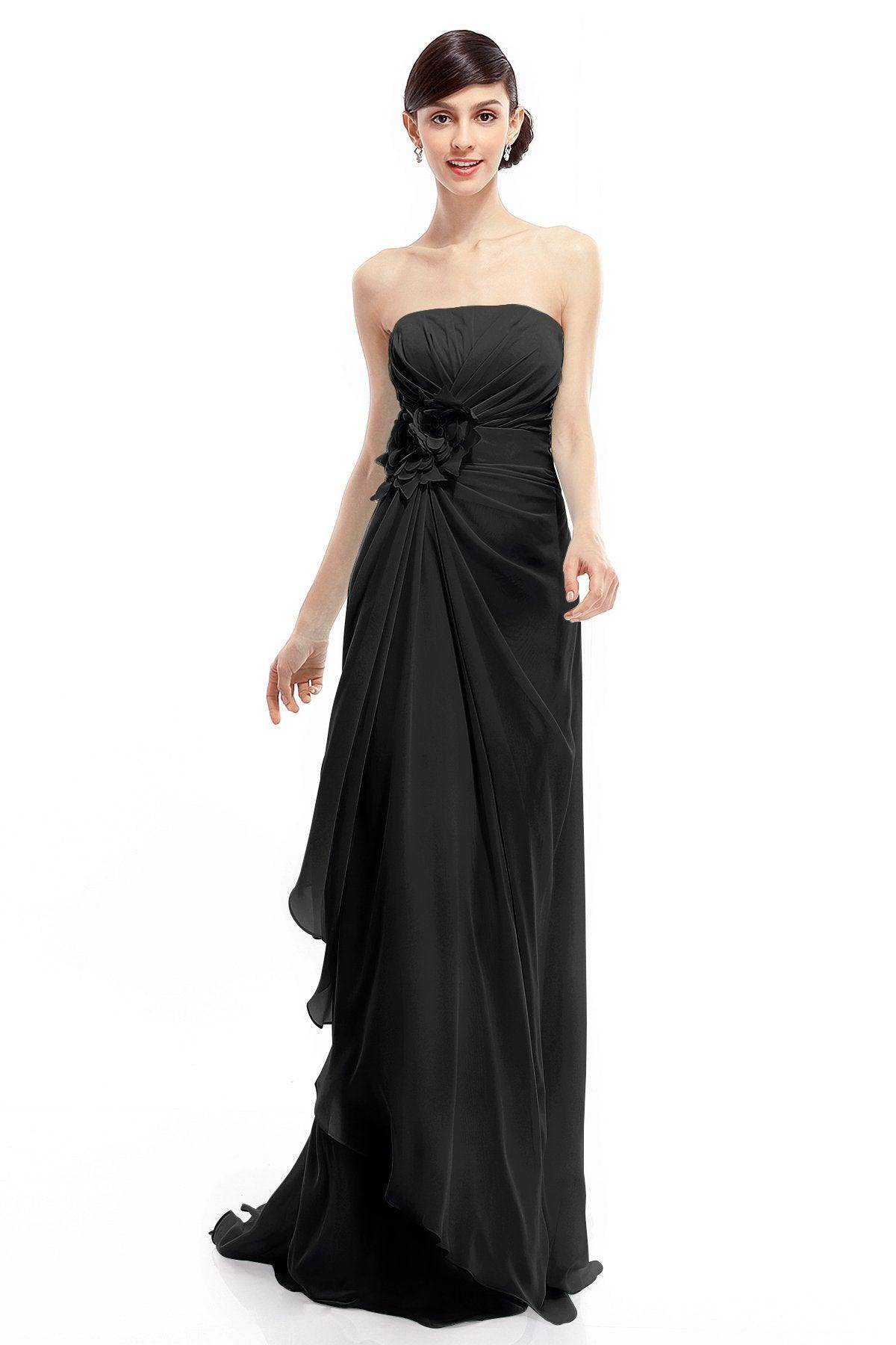 Sheath Sweep Train Chiffon Bridesmaid Dresses COLT1400B - COCOMELODY