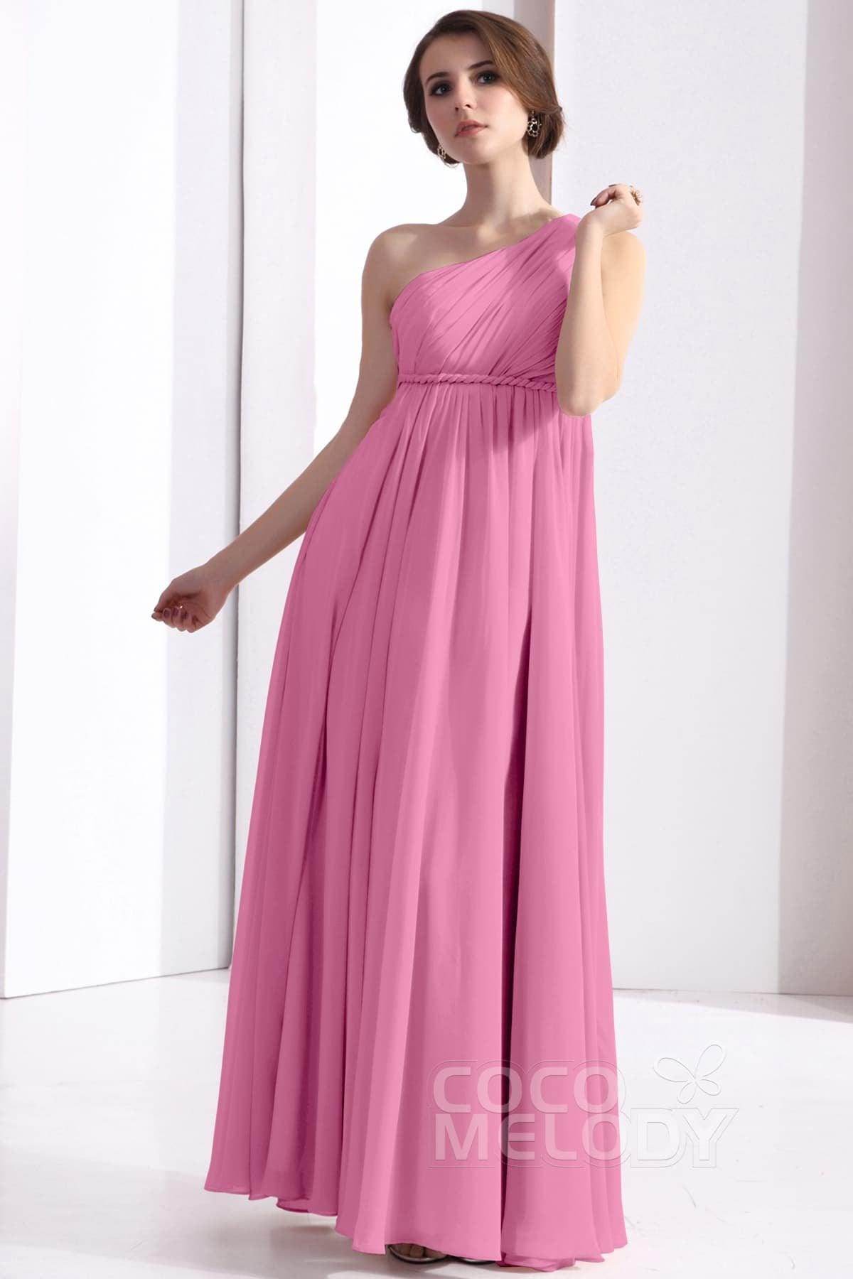 Sheath Floor Length Chiffon Bridesmaid Dress COSF1300D - COCOMELODY