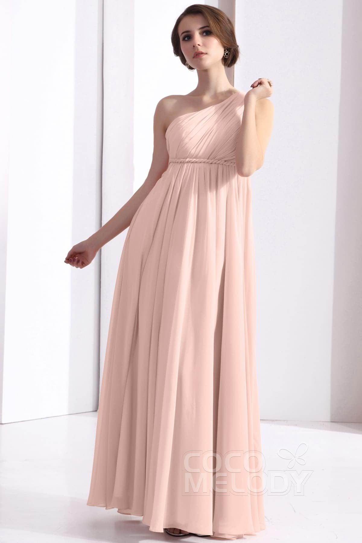 Sheath Floor Length Chiffon Bridesmaid Dress COSF1300D - COCOMELODY