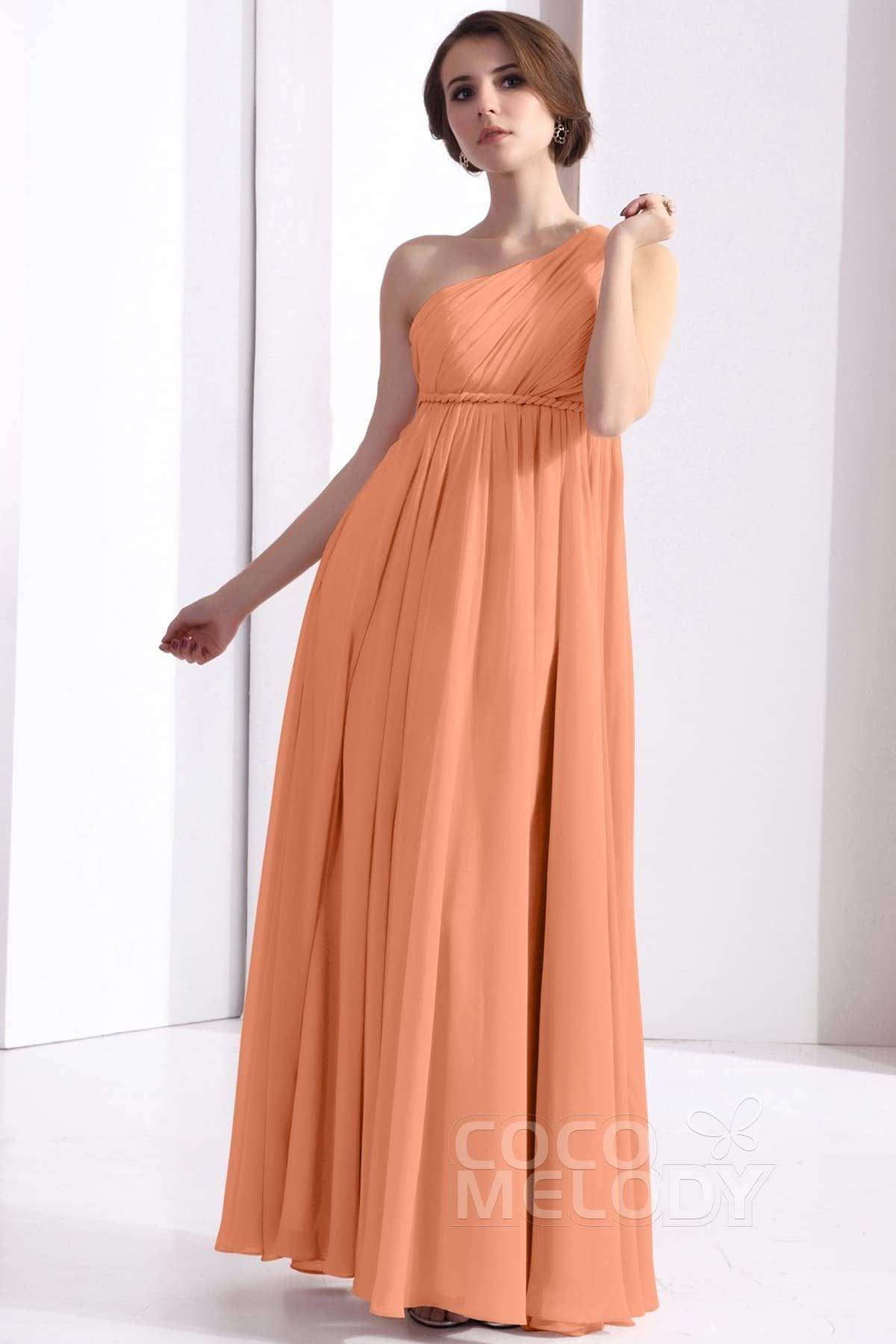 Sheath Floor Length Chiffon Bridesmaid Dress COSF1300D - COCOMELODY