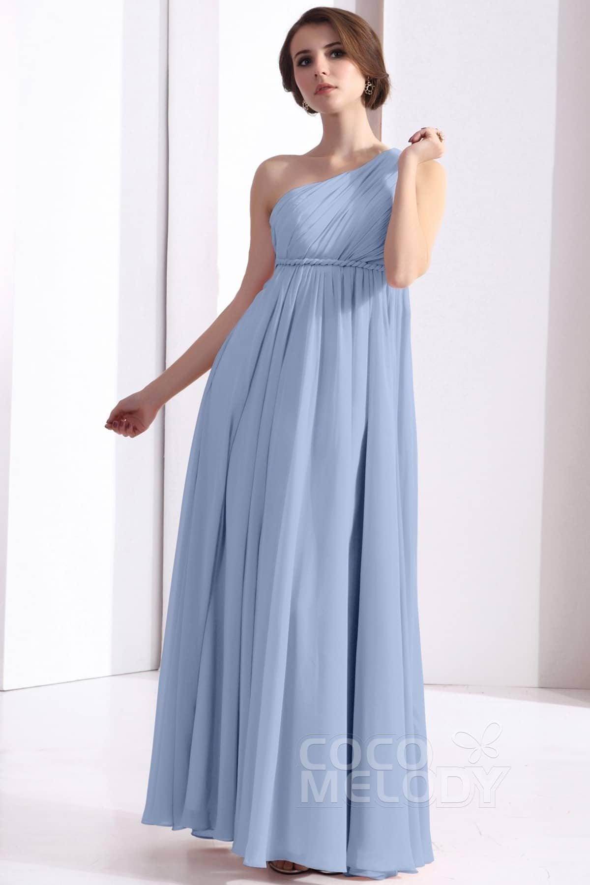 Sheath Floor Length Chiffon Bridesmaid Dress COSF1300D - COCOMELODY