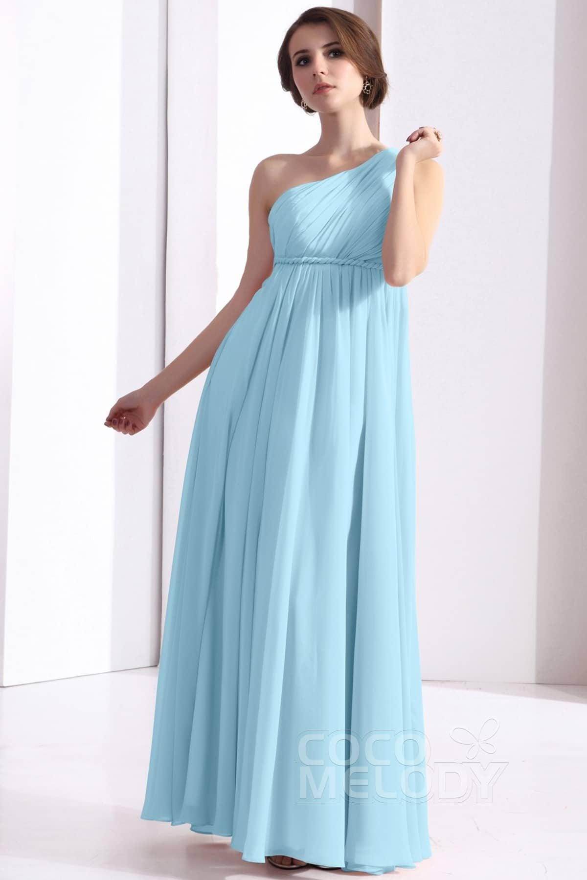 Sheath Floor Length Chiffon Bridesmaid Dress COSF1300D - COCOMELODY