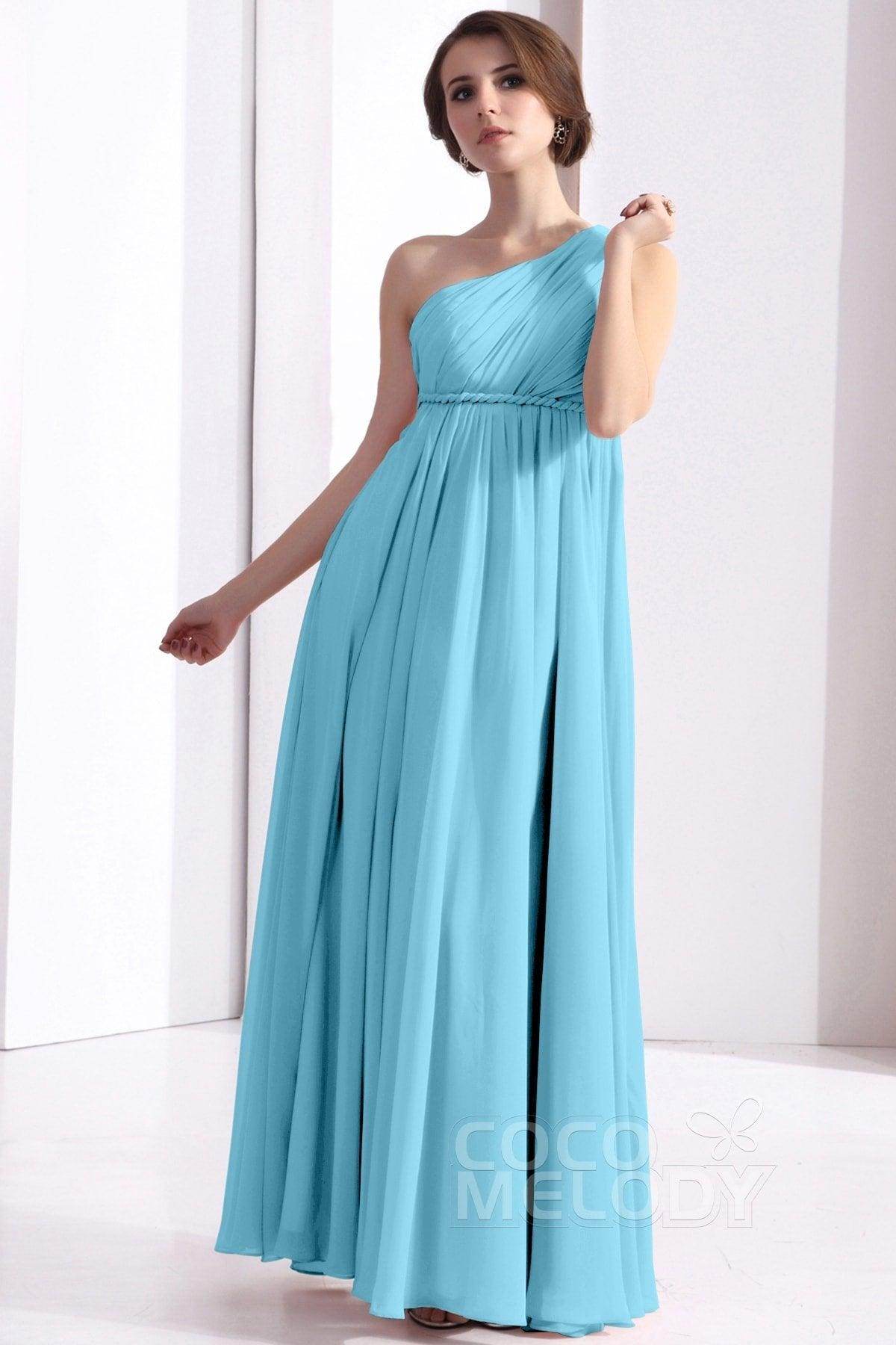 Sheath Floor Length Chiffon Bridesmaid Dress COSF1300D - COCOMELODY