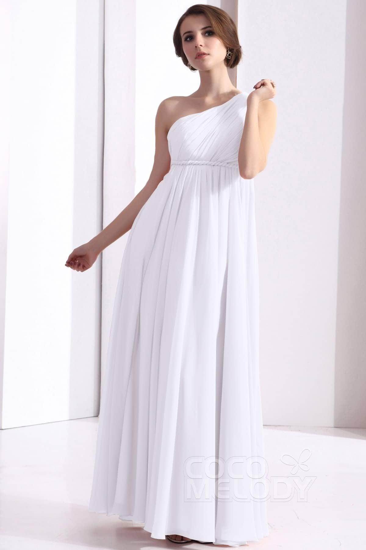 Sheath Floor Length Chiffon Bridesmaid Dress COSF1300D - COCOMELODY