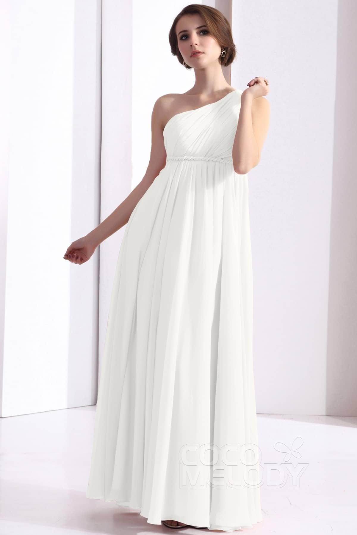 Sheath Floor Length Chiffon Bridesmaid Dress COSF1300D - COCOMELODY