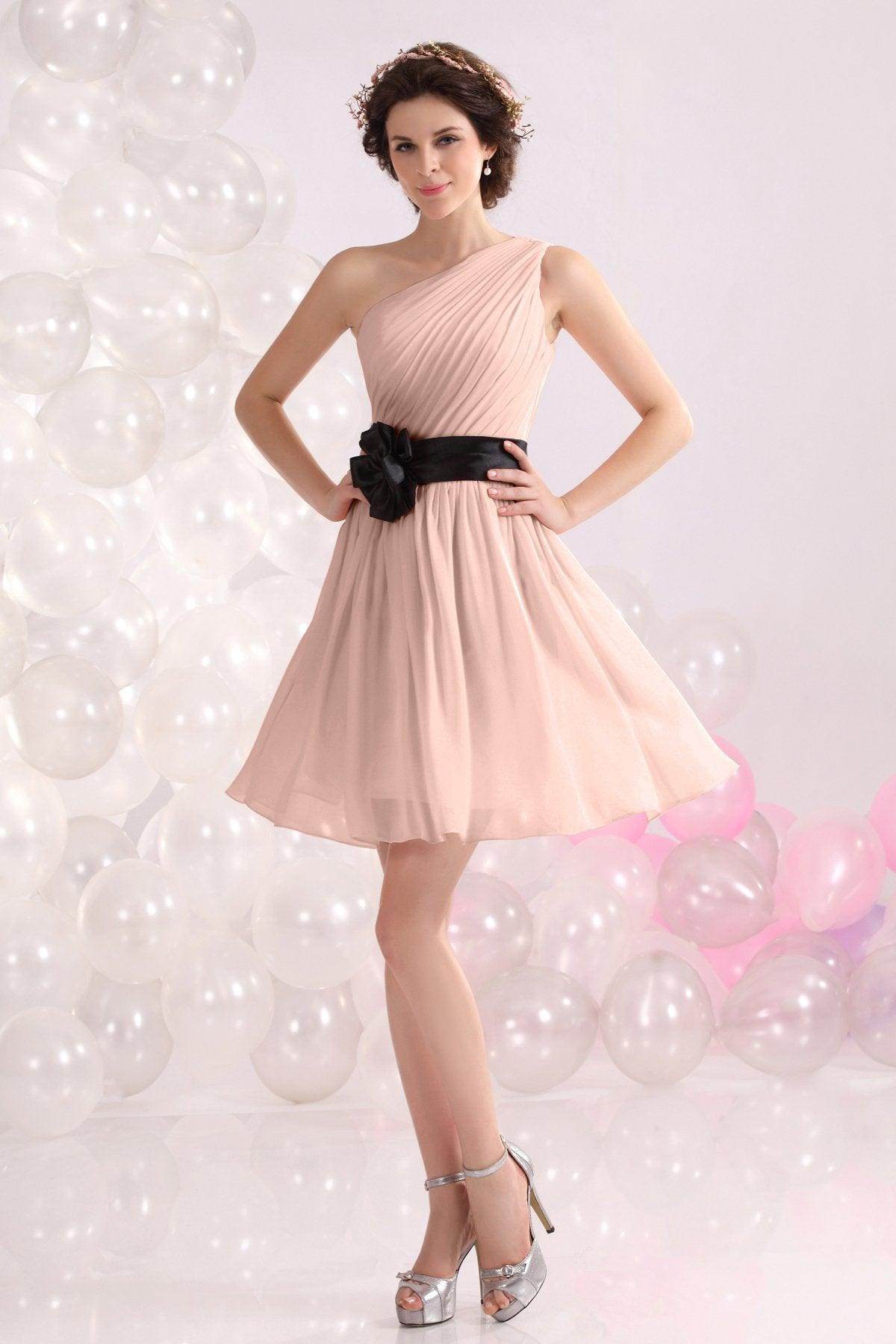 A-Line Short-Mini Chiffon Bridesmaids Dress COCOMELODY COZB1301C, Sea Pink A-Line Short-Mini Chiffon Bridesmaids Dress COCOMELODY COZB1301C, Sea Pink