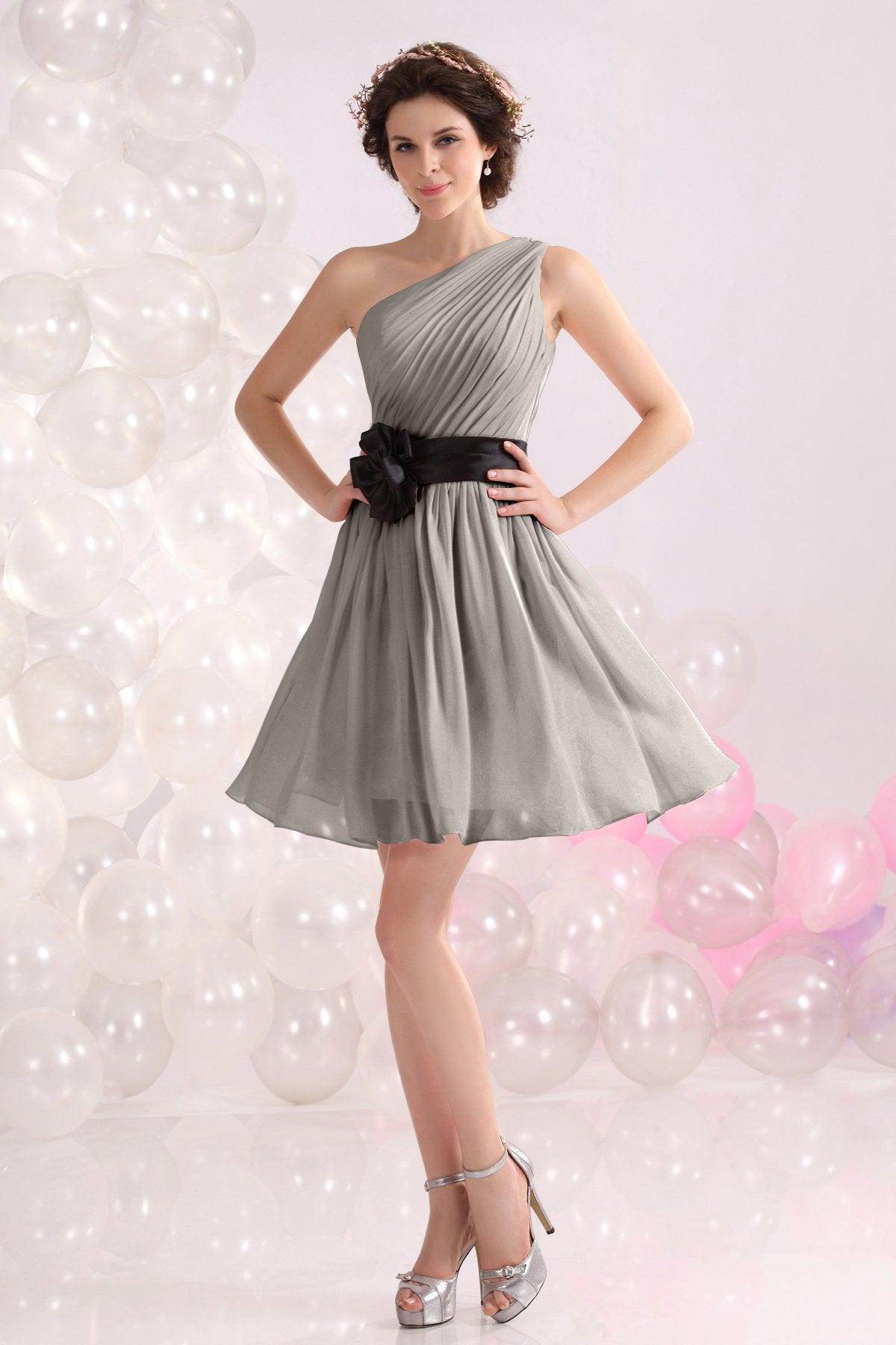A-Line Short-Mini Chiffon Bridesmaids Dress COZB1301C - COCOMELODY