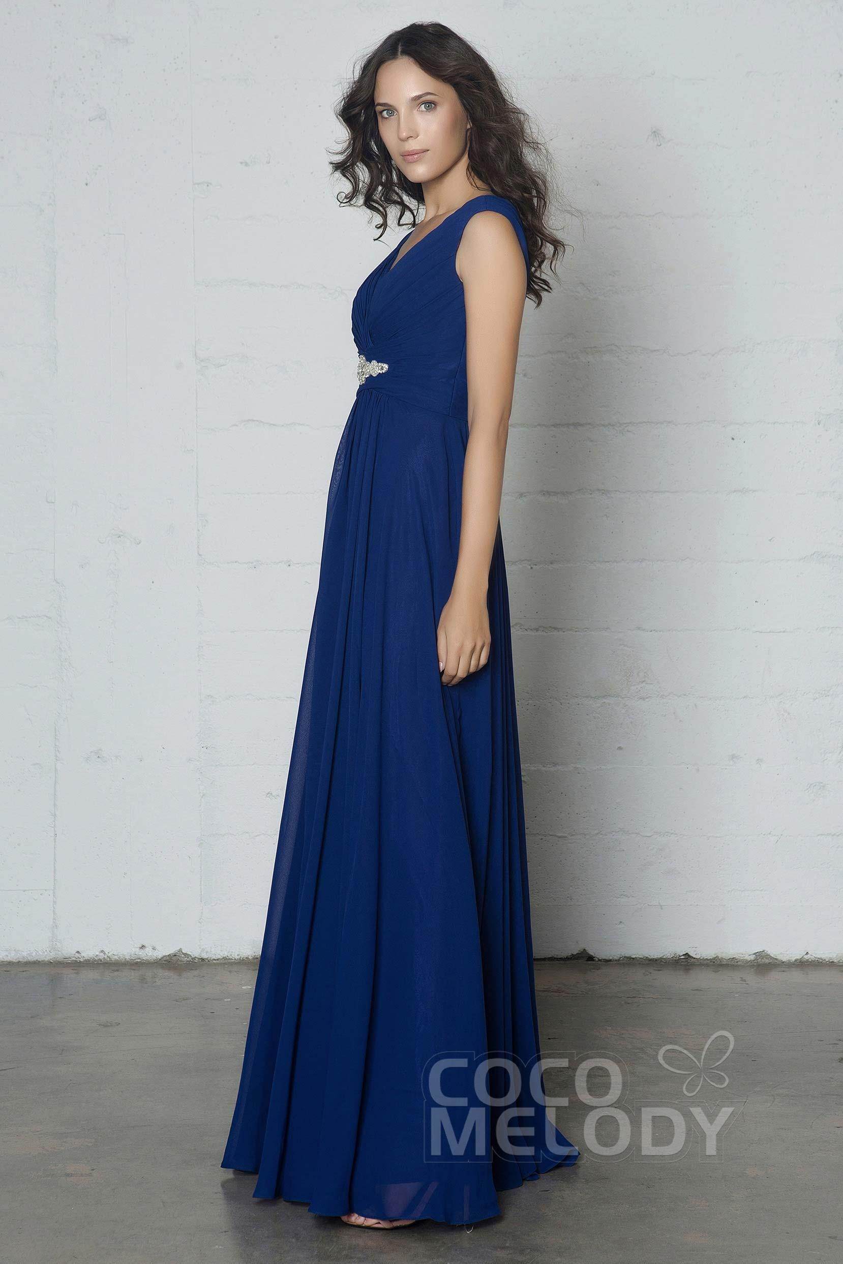 Sheath-Column Floor Length Chiffon Dress COZF14002 - COCOMELODY