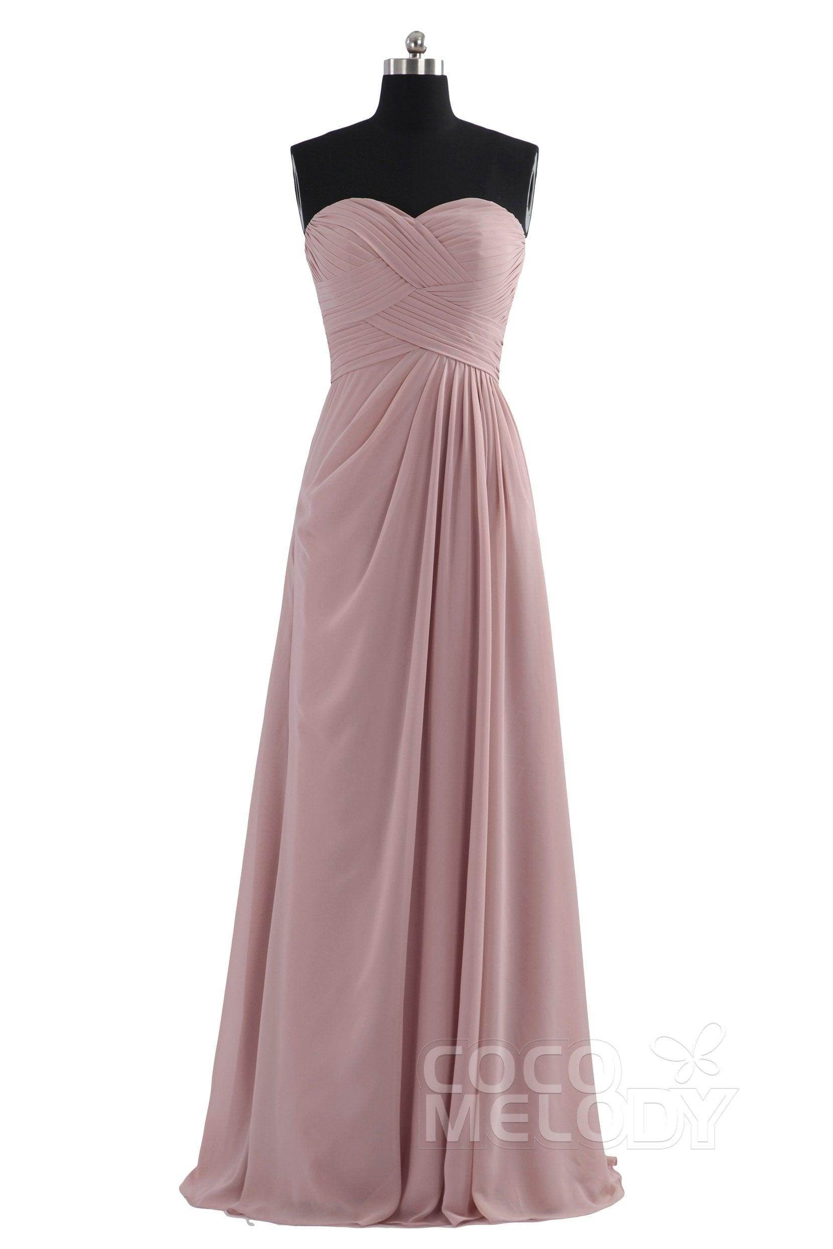 Sheath Floor Length Chiffon Bridesmaid Dress COZF1401D - COCOMELODY