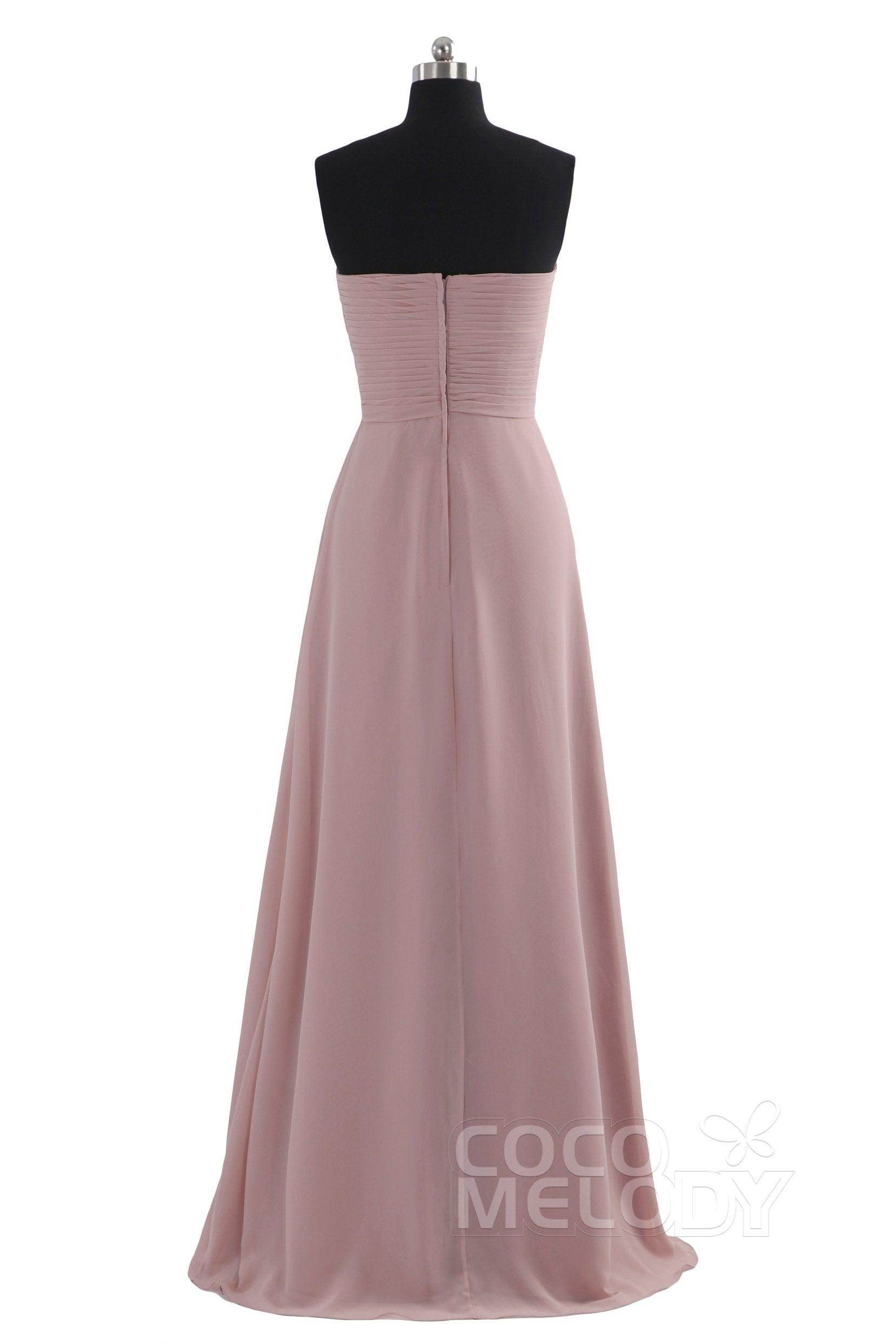 Sheath Floor Length Chiffon Bridesmaid Dress COZF1401D - COCOMELODY