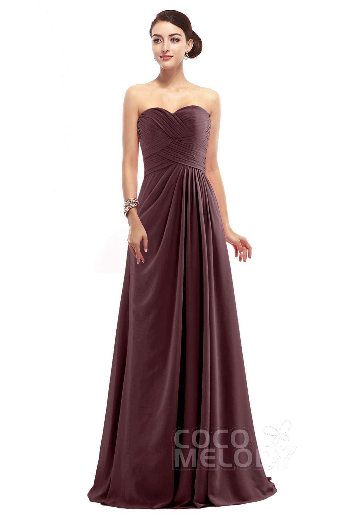 Sheath Floor Length Chiffon Bridesmaid Dress COZF1401D - COCOMELODY