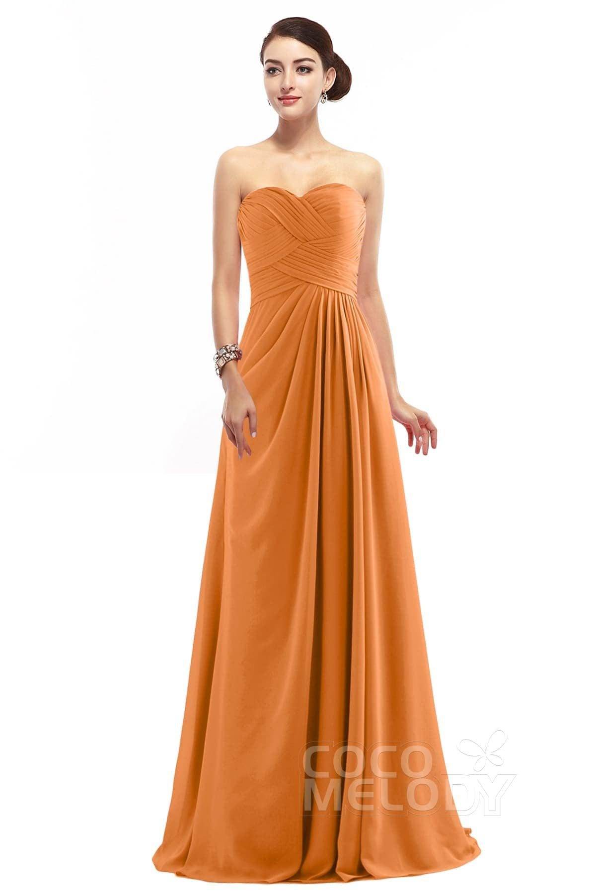 Sheath Floor Length Chiffon Bridesmaid Dress COZF1401D - COCOMELODY