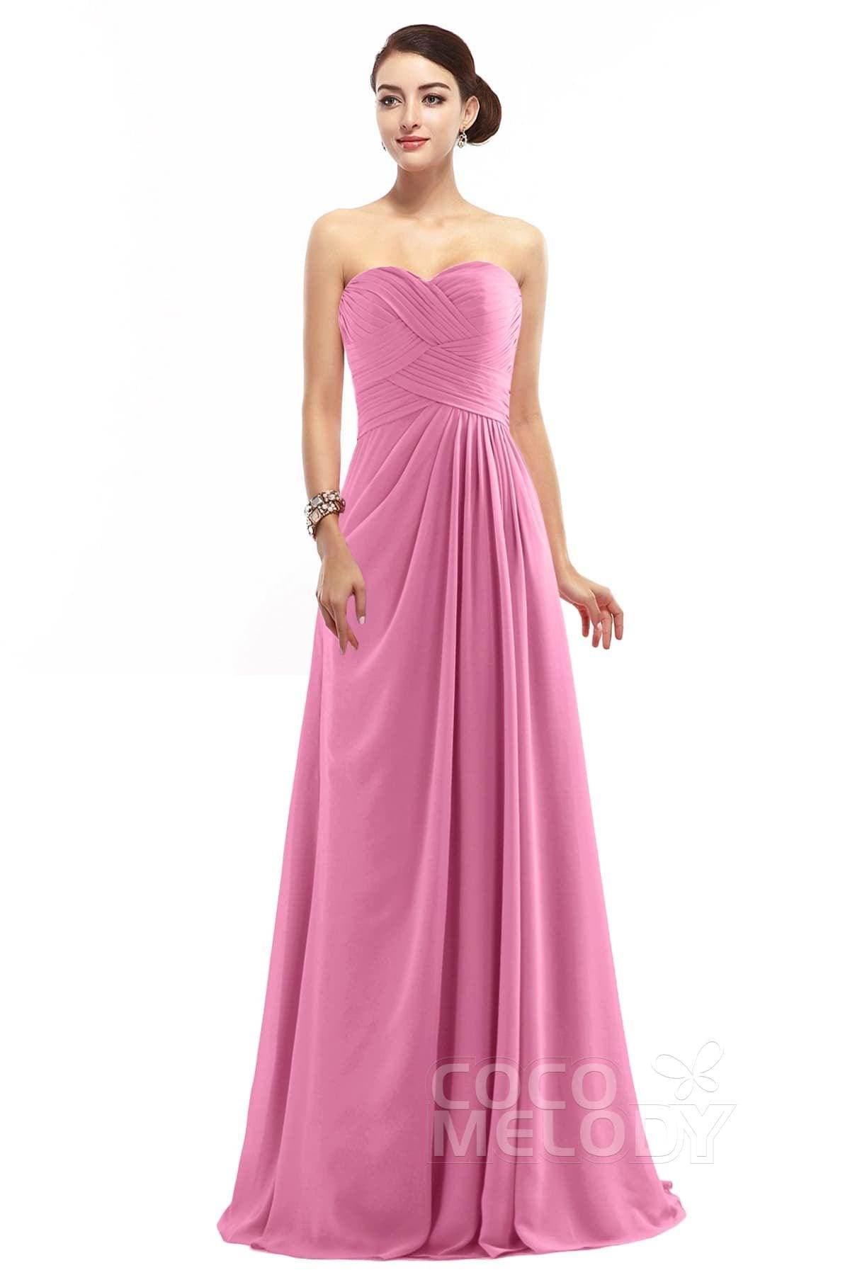Sheath Floor Length Chiffon Bridesmaid Dress COZF1401D - COCOMELODY