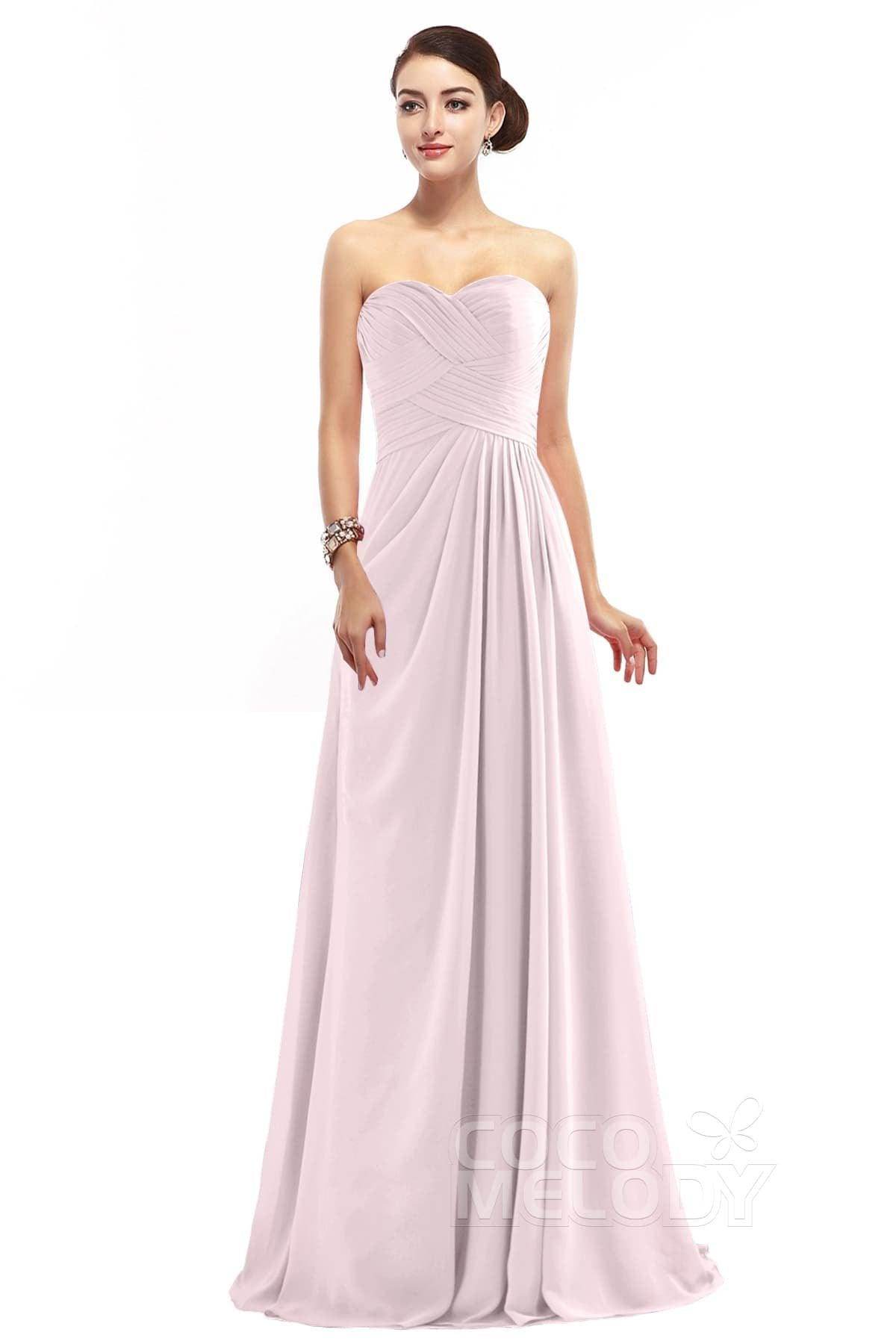 Sheath Floor Length Chiffon Bridesmaid Dress COZF1401D - COCOMELODY