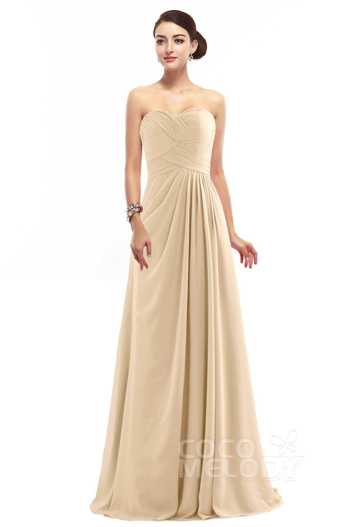 Sheath Floor Length Chiffon Bridesmaid Dress COZF1401D - COCOMELODY