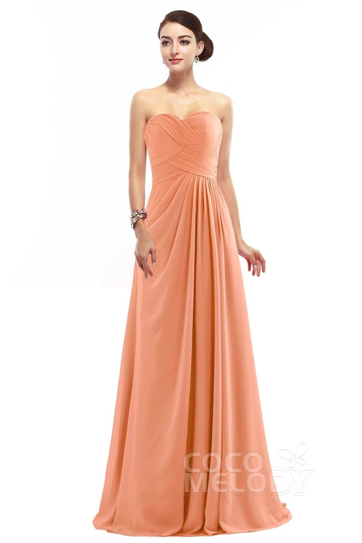 Sheath Floor Length Chiffon Bridesmaid Dress COZF1401D - COCOMELODY