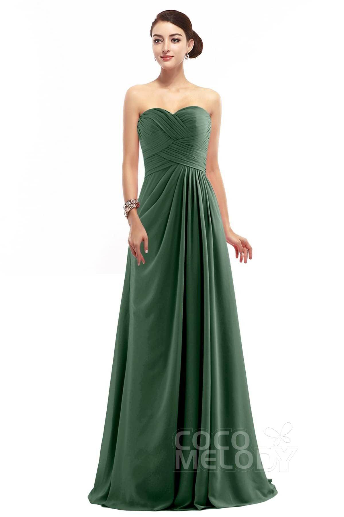 Sheath Floor Length Chiffon Bridesmaid Dress COZF1401D - COCOMELODY