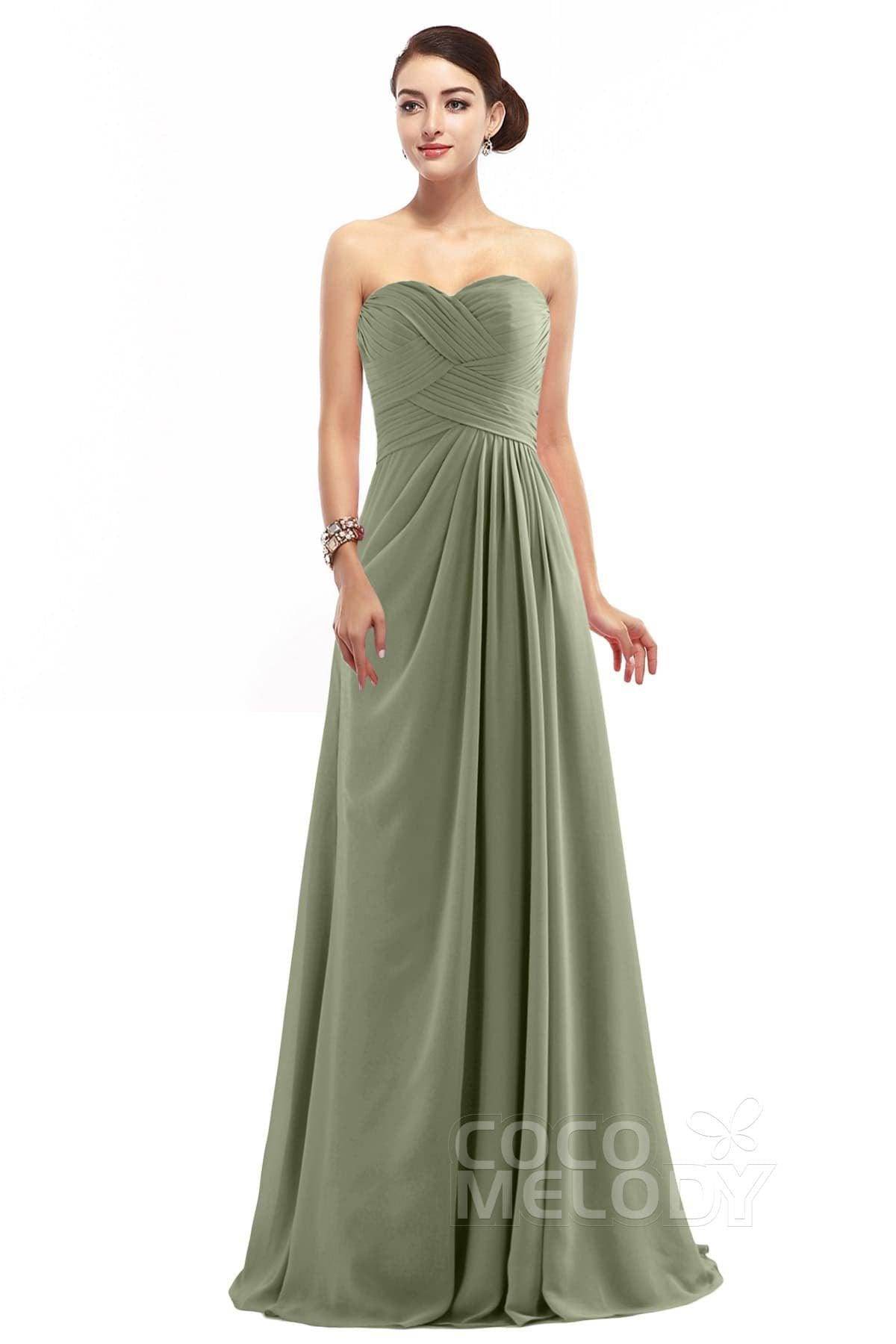 Sheath Floor Length Chiffon Bridesmaid Dress COZF1401D - COCOMELODY