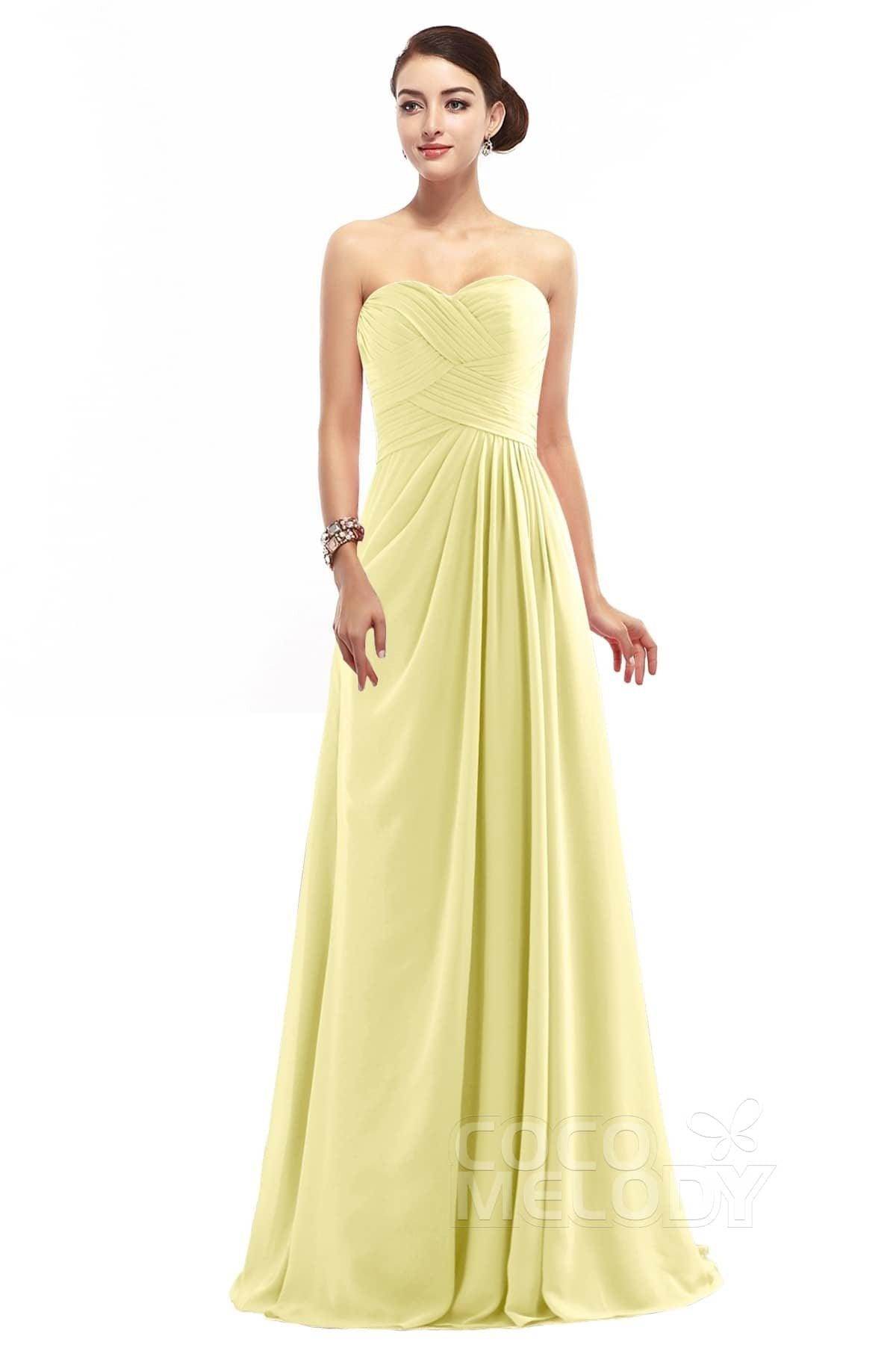 Sheath Floor Length Chiffon Bridesmaid Dress COZF1401D - COCOMELODY