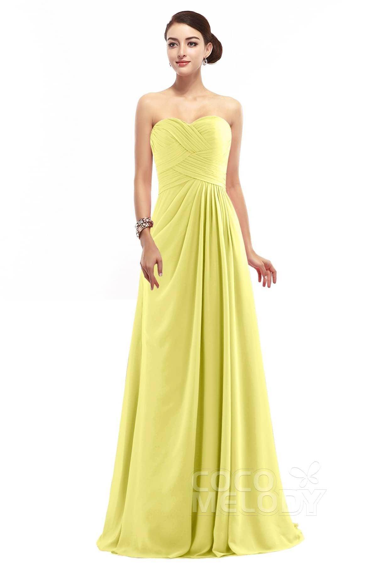 Sheath Floor Length Chiffon Bridesmaid Dress COZF1401D - COCOMELODY