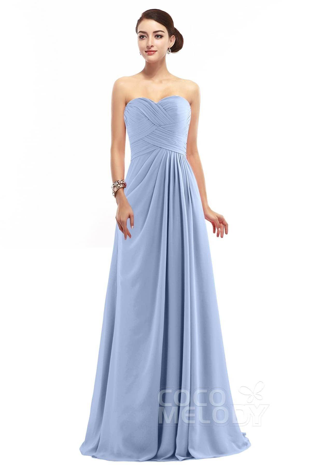 Sheath Floor Length Chiffon Bridesmaid Dress COZF1401D - COCOMELODY