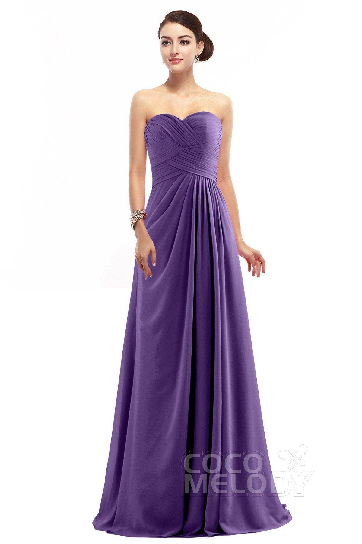 Sheath Floor Length Chiffon Bridesmaid Dress COZF1401D - COCOMELODY