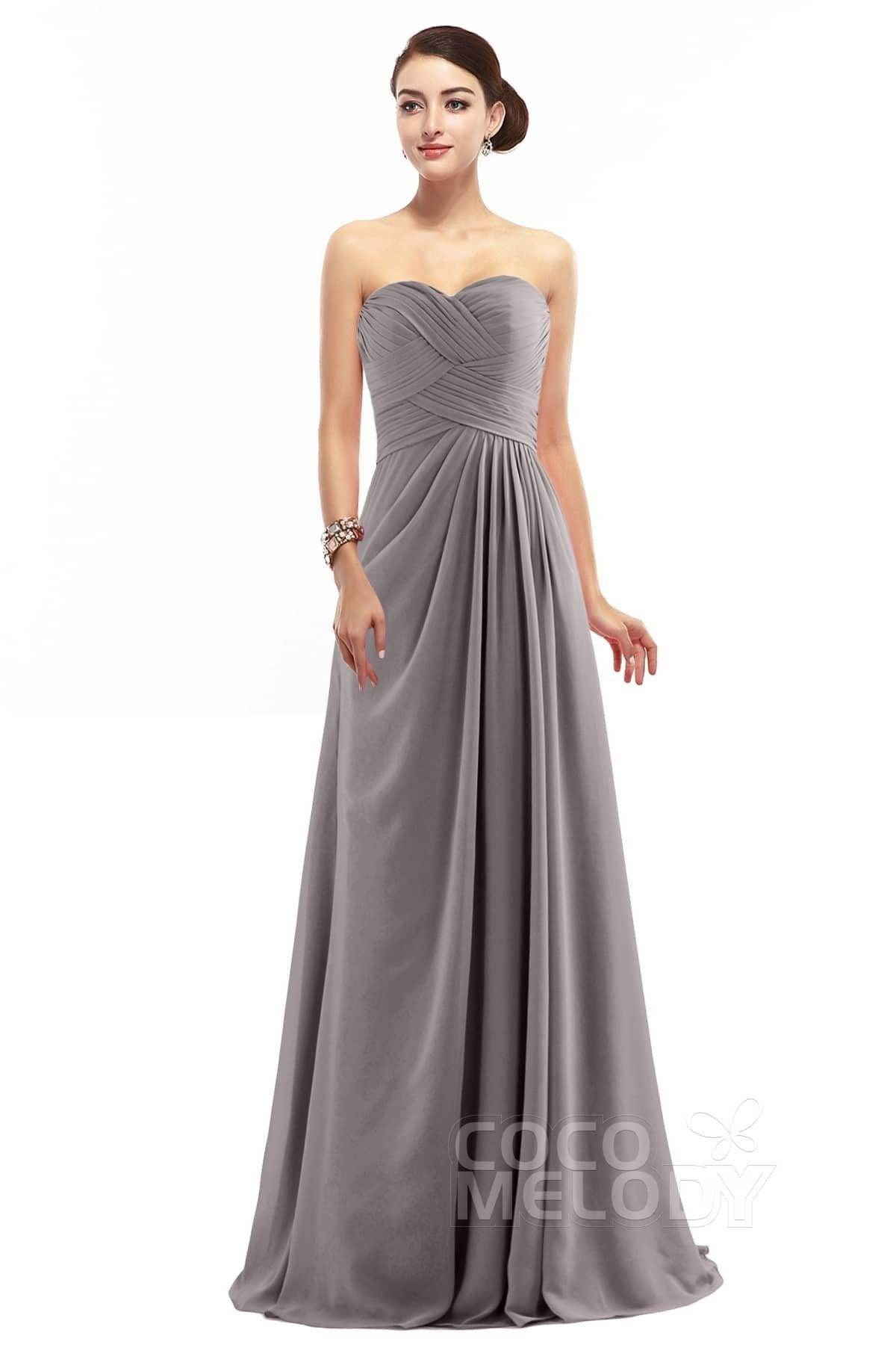 Sheath Floor Length Chiffon Bridesmaid Dress COZF1401D - COCOMELODY