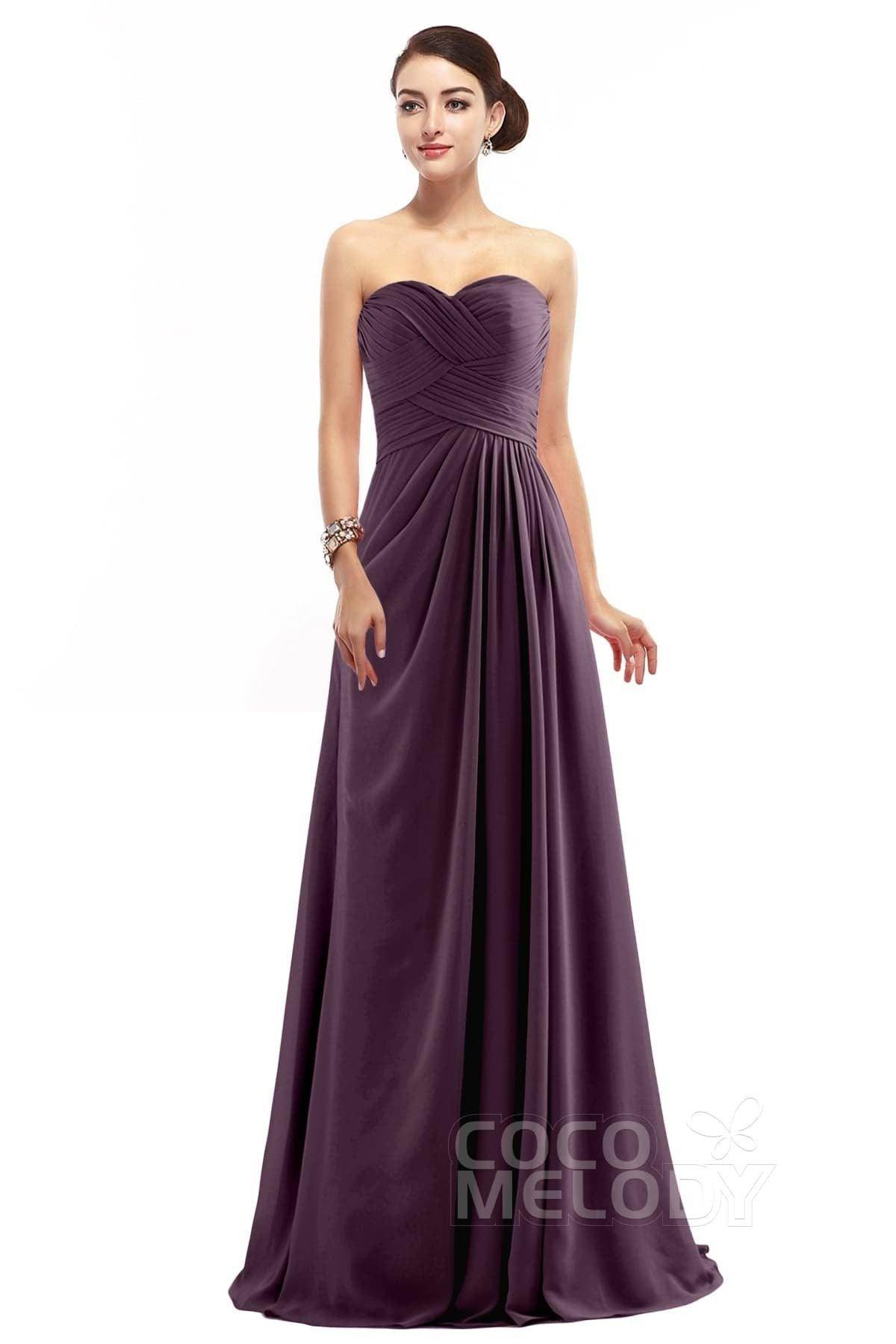 Sheath Floor Length Chiffon Bridesmaid Dress COZF1401D - COCOMELODY