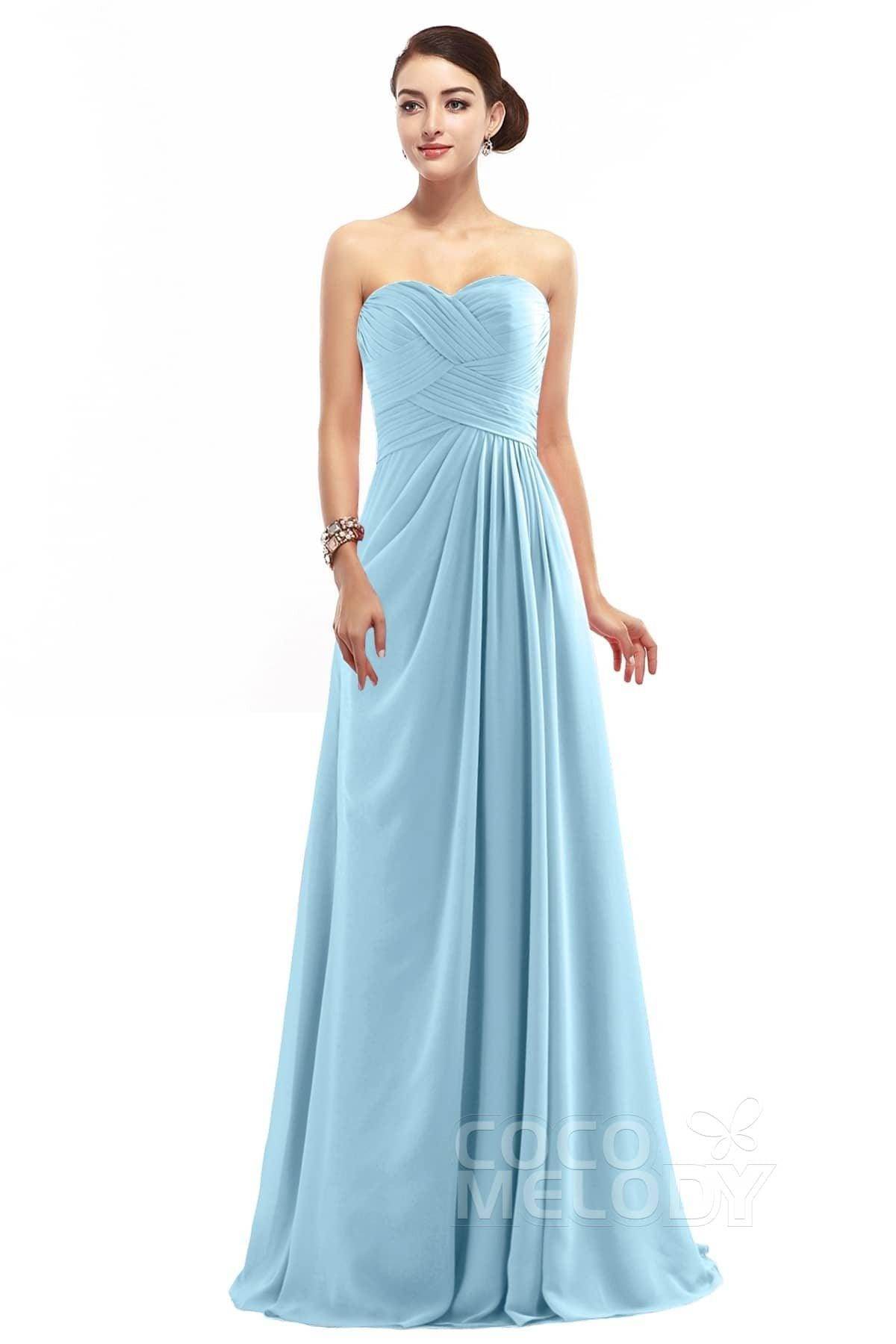 Sheath Floor Length Chiffon Bridesmaid Dress COZF1401D - COCOMELODY