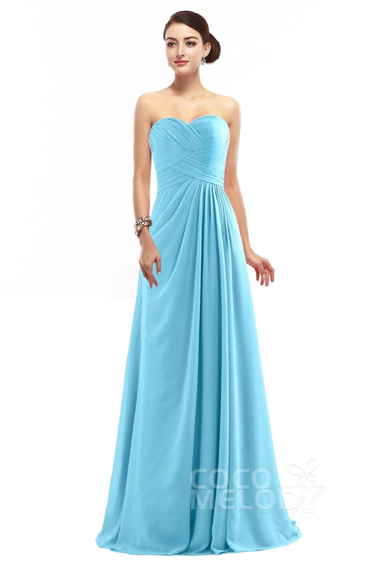 Sheath Floor Length Chiffon Bridesmaid Dress COZF1401D - COCOMELODY