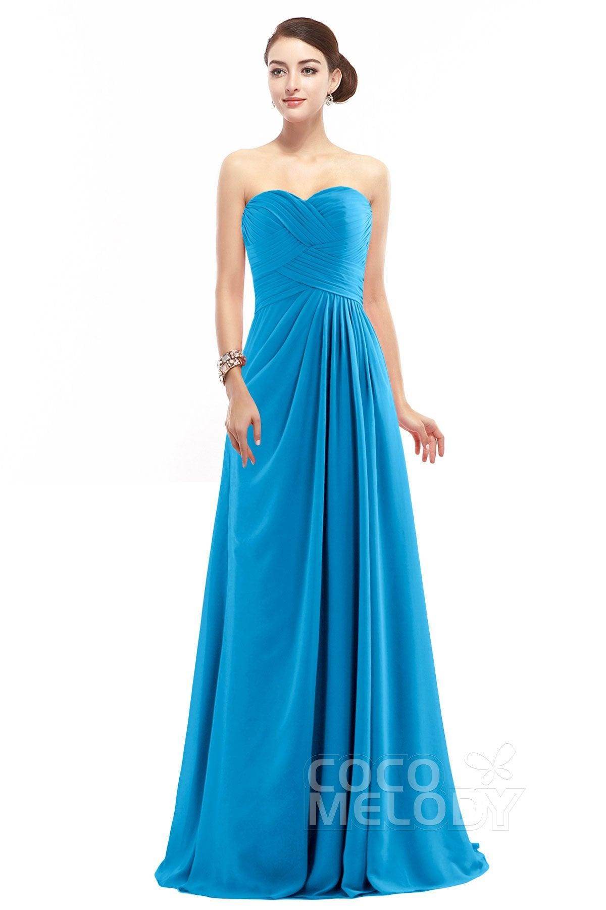 Sheath Floor Length Chiffon Bridesmaid Dress COZF1401D - COCOMELODY