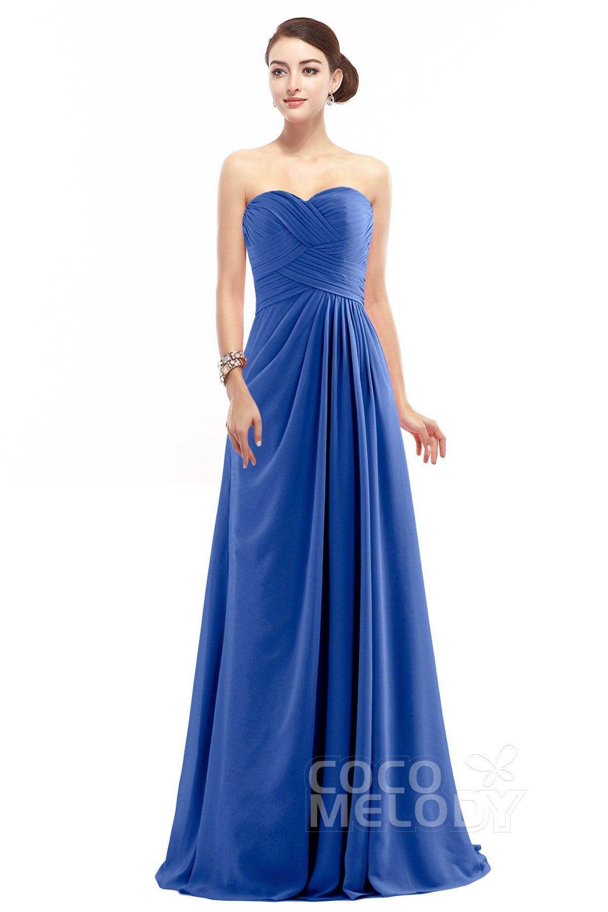 Sheath Floor Length Chiffon Bridesmaid Dress COZF1401D - COCOMELODY