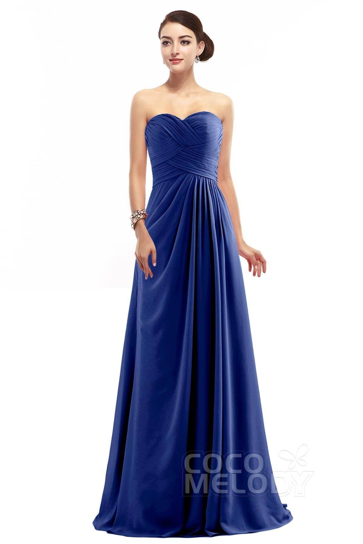 Sheath Floor Length Chiffon Bridesmaid Dress COZF1401D - COCOMELODY
