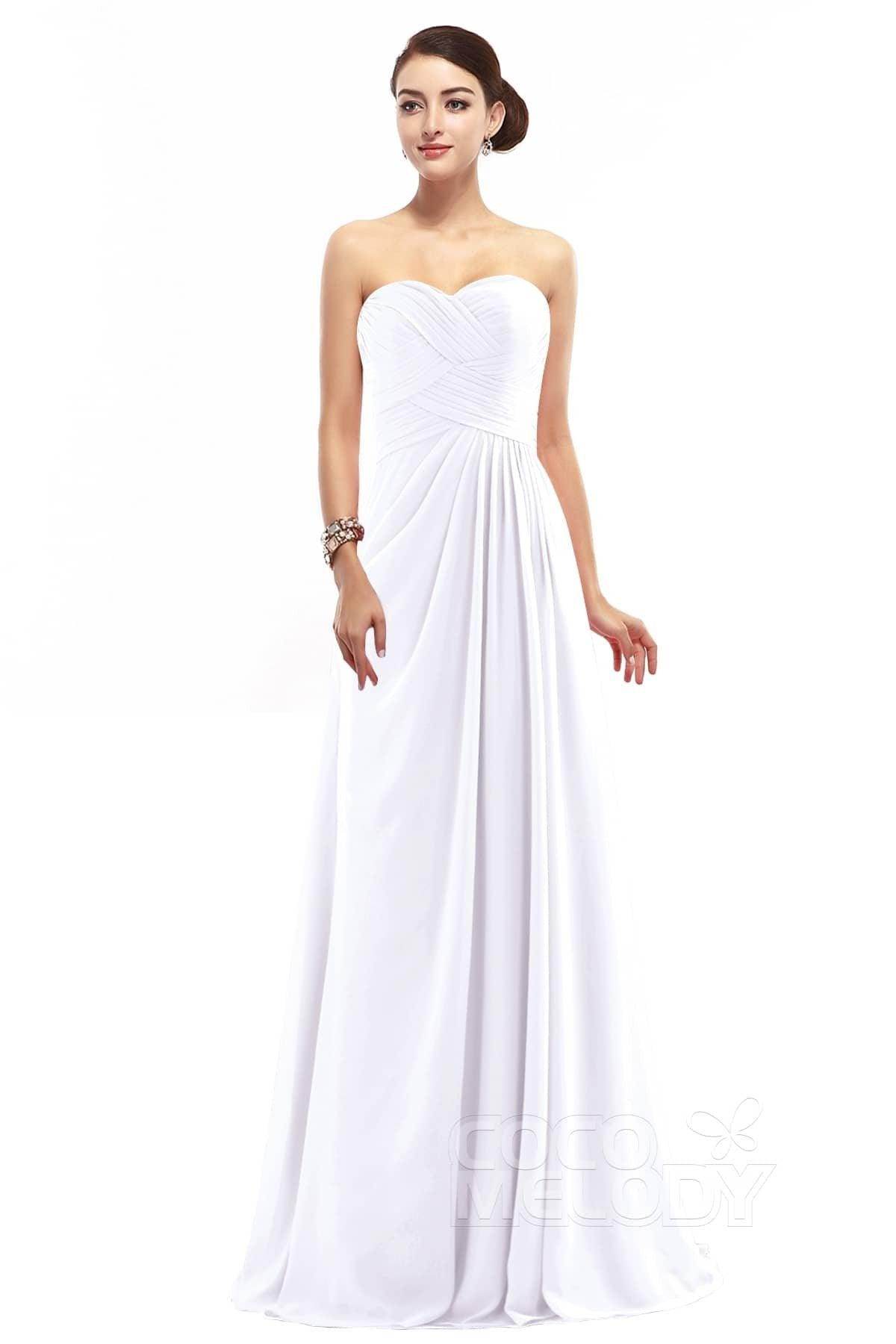 Sheath Floor Length Chiffon Bridesmaid Dress COZF1401D - COCOMELODY
