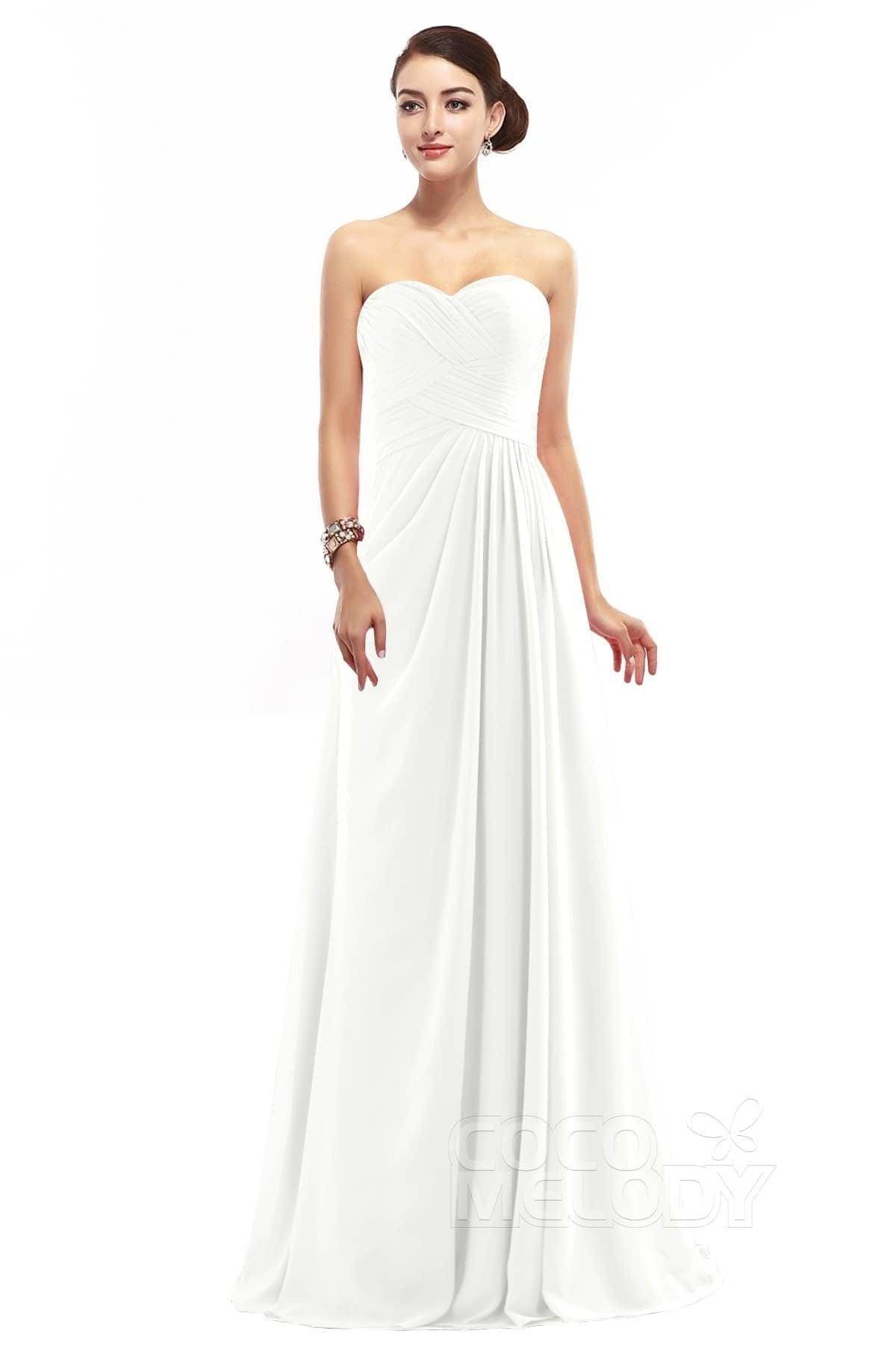 Sheath Floor Length Chiffon Bridesmaid Dress COZF1401D - COCOMELODY