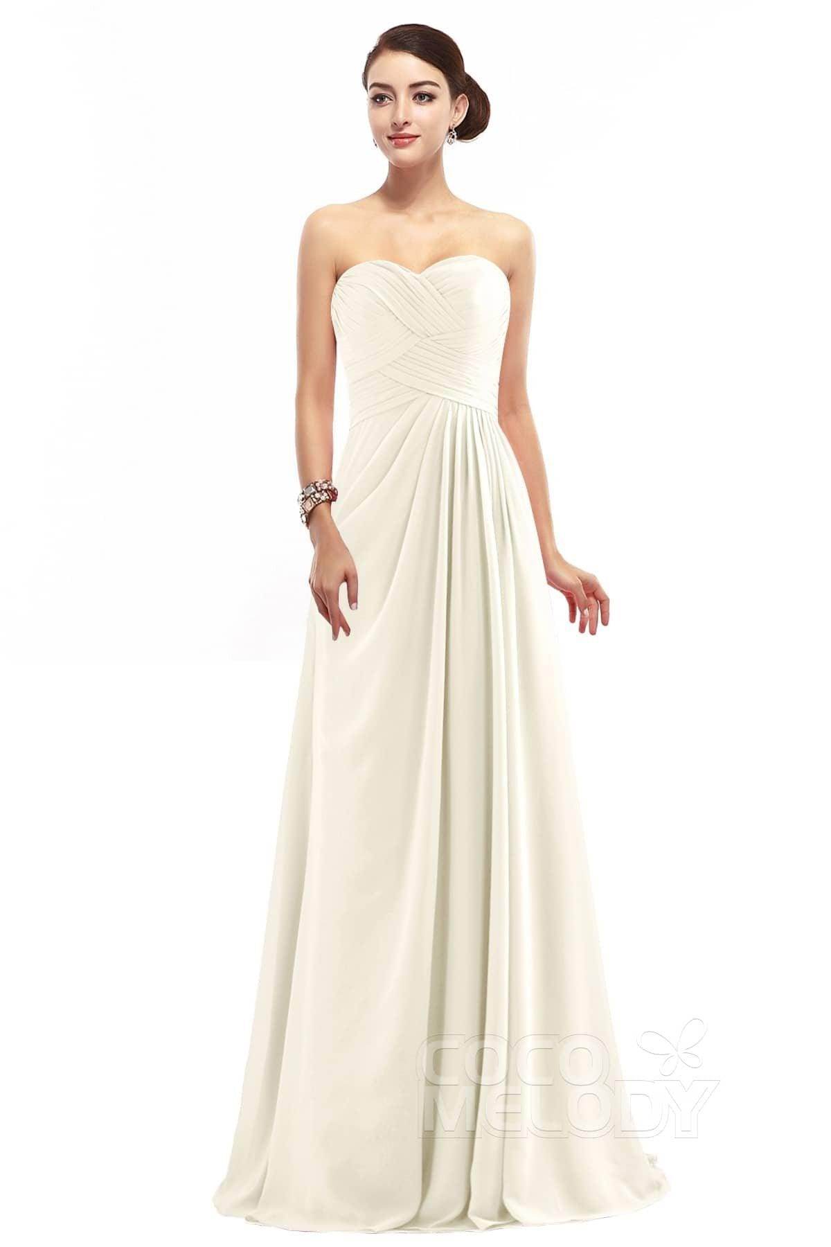 Sheath Floor Length Chiffon Bridesmaid Dress COZF1401D - COCOMELODY