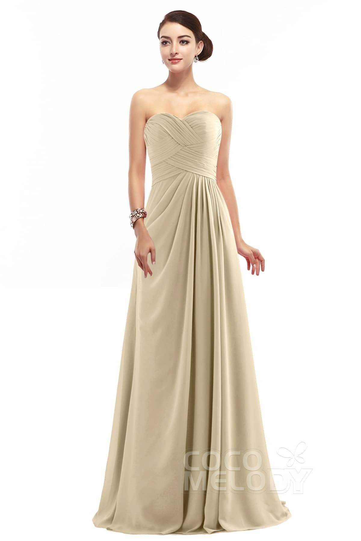 Sheath Floor Length Chiffon Bridesmaid Dress COZF1401D - COCOMELODY