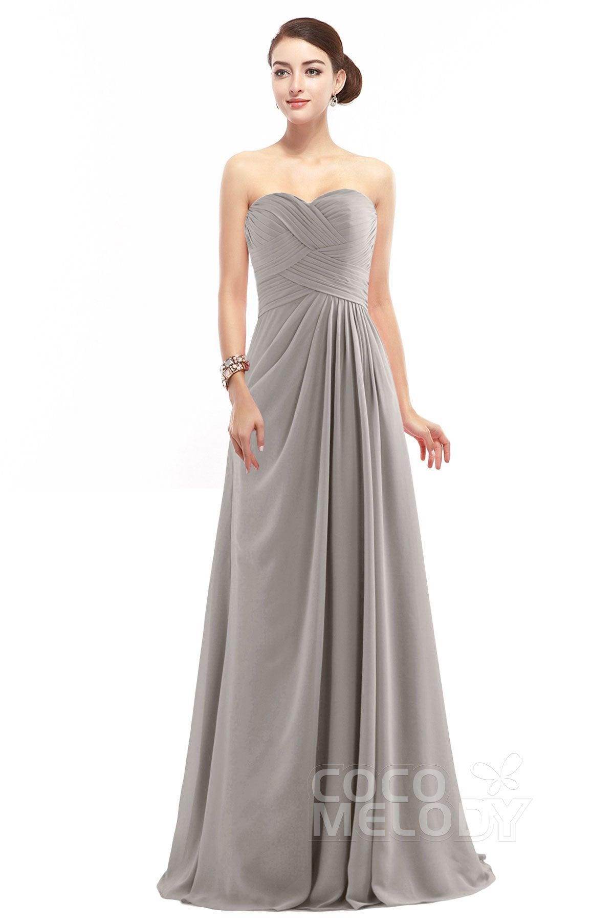 Sheath Floor Length Chiffon Bridesmaid Dress COZF1401D - COCOMELODY