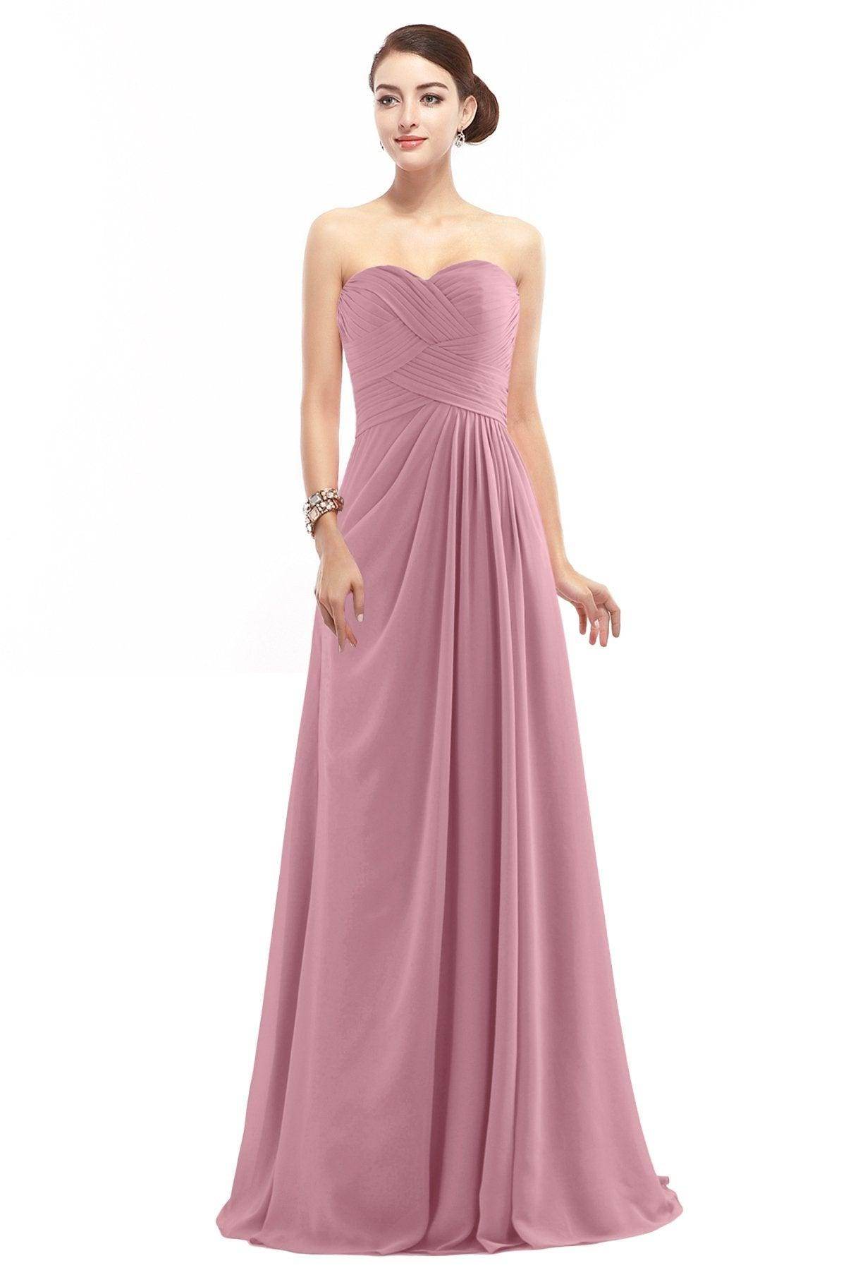 Sheath Floor Length Chiffon Bridesmaid Dress COZF1401D - COCOMELODY