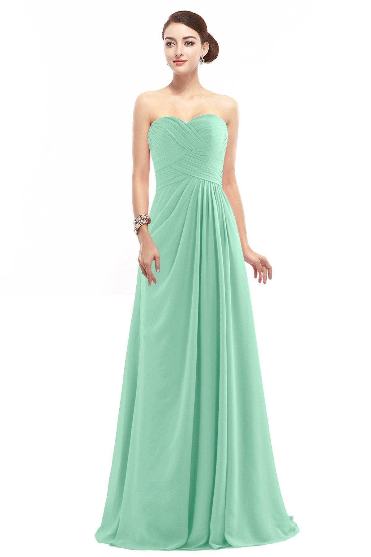 Sheath Floor Length Chiffon Bridesmaid Dress COZF1401D - COCOMELODY