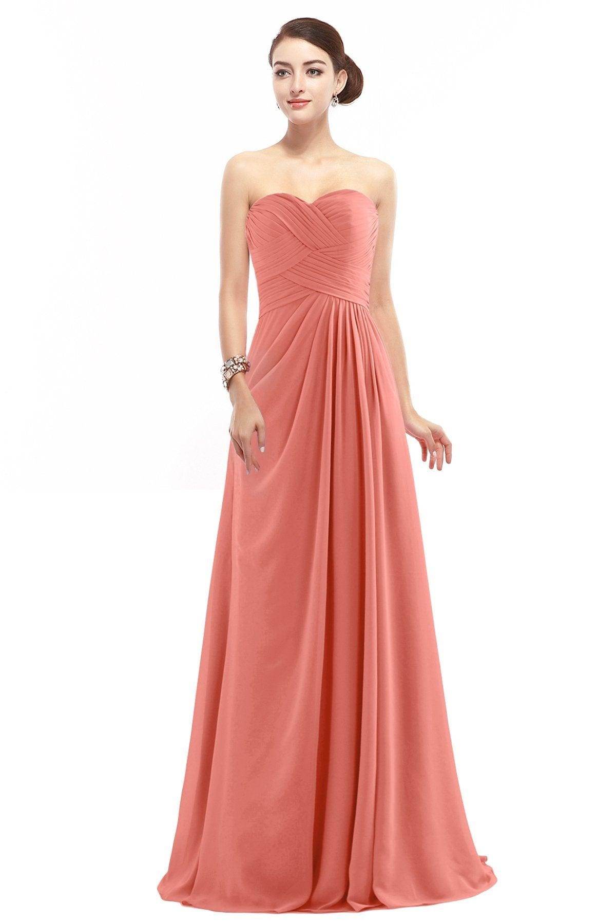 Sheath Floor Length Chiffon Bridesmaid Dress COZF1401D - COCOMELODY