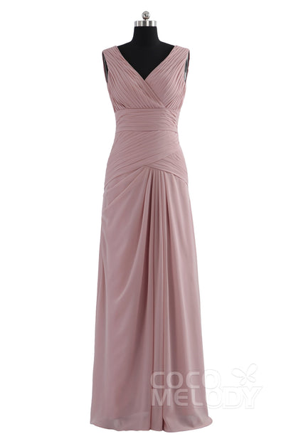 Sheath Floor Length Chiffon Bridesmaid Dress COZF1401E