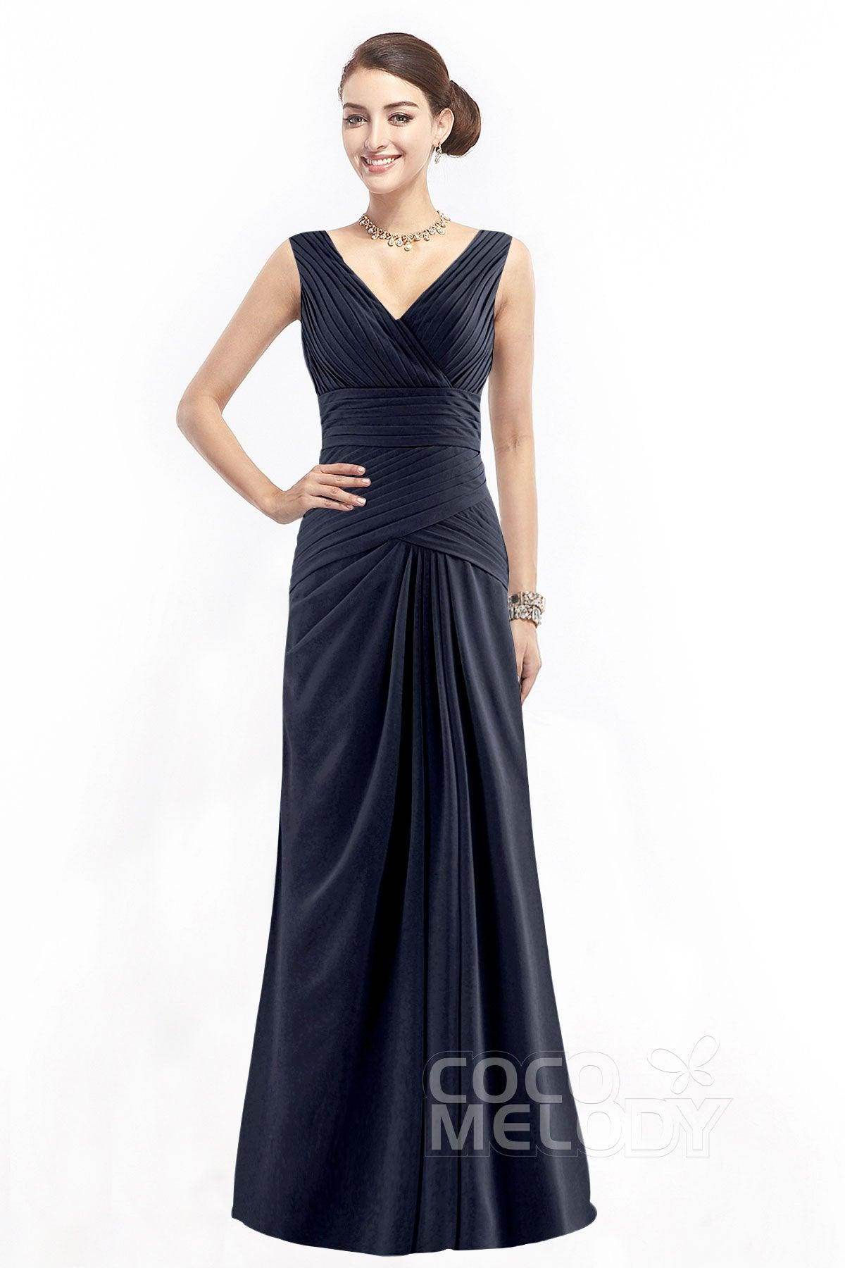 Sheath Floor Length Chiffon Bridesmaid Dress COZF1401E - COCOMELODY