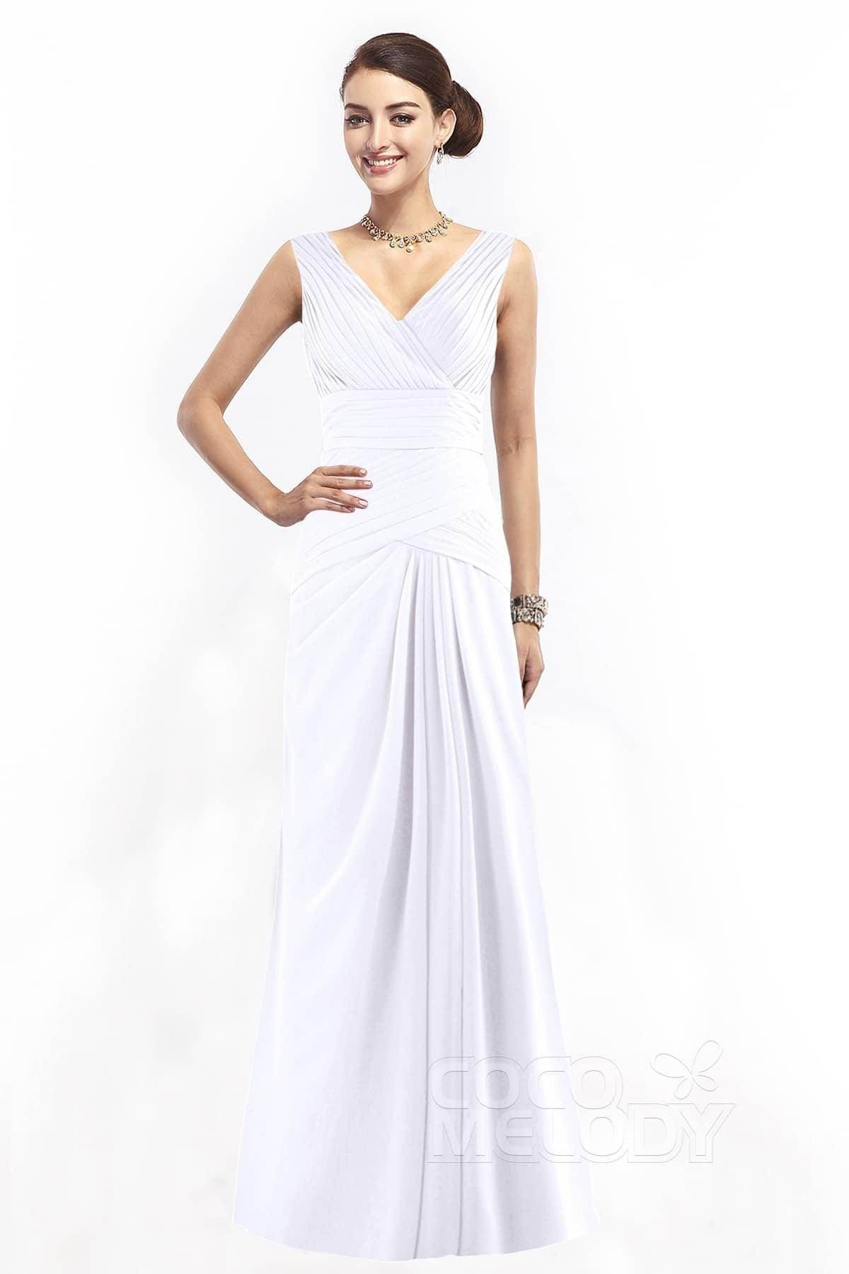 Sheath Floor Length Chiffon Bridesmaid Dress COZF1401E - COCOMELODY