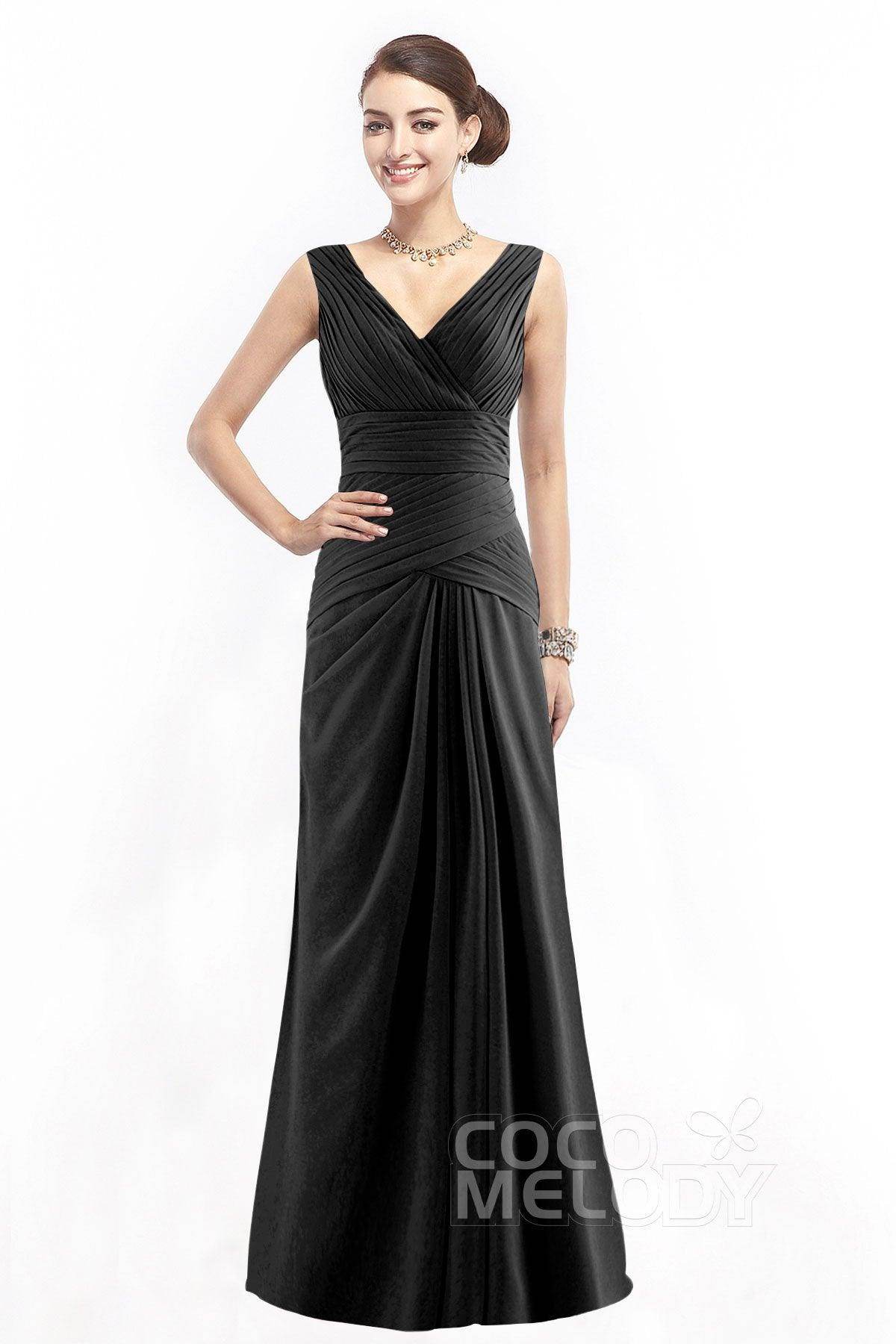 Sheath Floor Length Chiffon Bridesmaid Dress COZF1401E - COCOMELODY