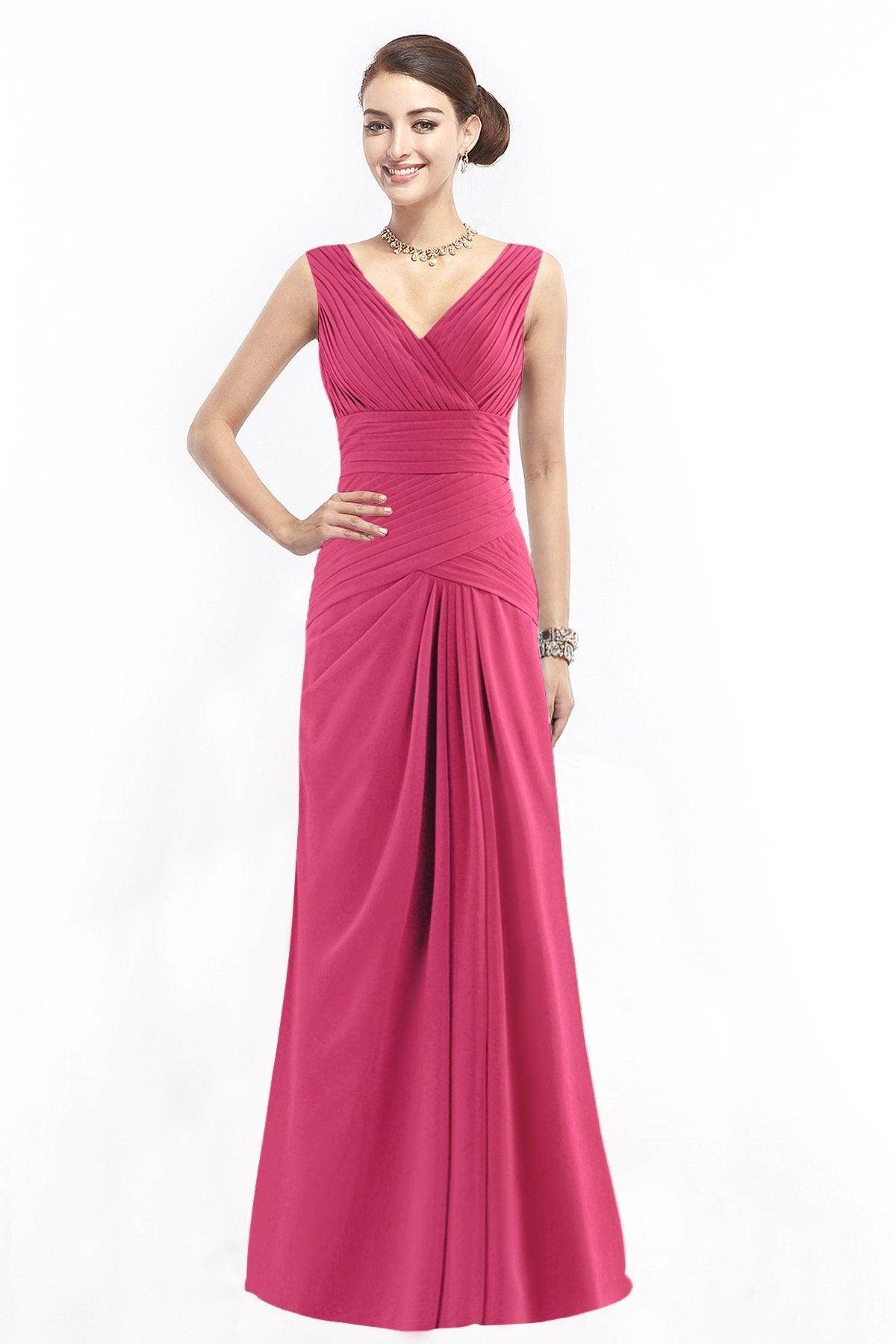 Sheath Floor Length Chiffon Bridesmaid Dress COZF1401E - COCOMELODY