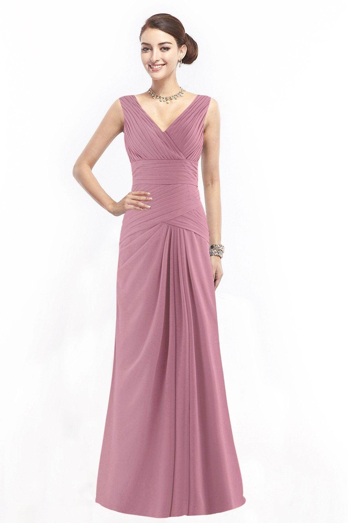 Sheath Floor Length Chiffon Bridesmaid Dress COZF1401E - COCOMELODY