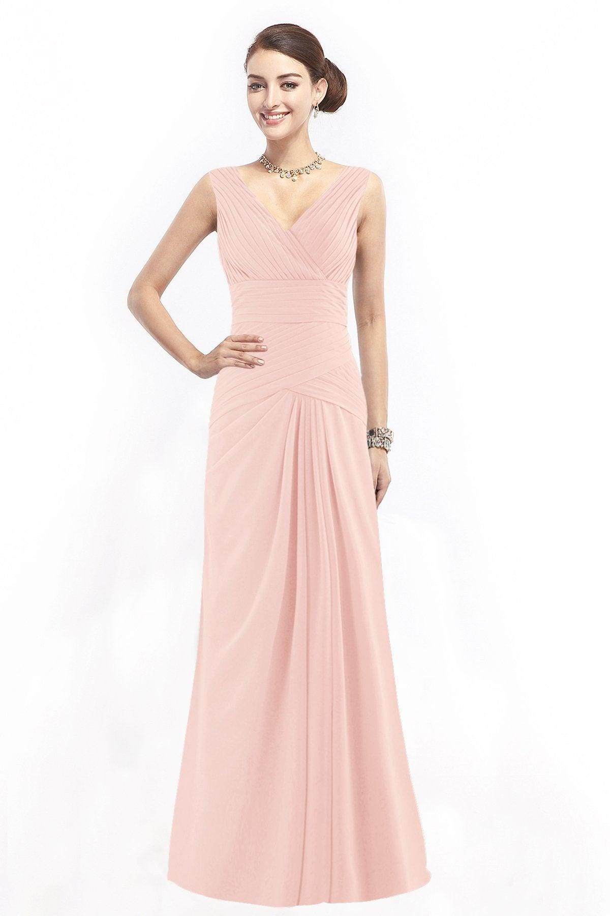 Sheath Floor Length Chiffon Bridesmaid Dress COZF1401E - COCOMELODY