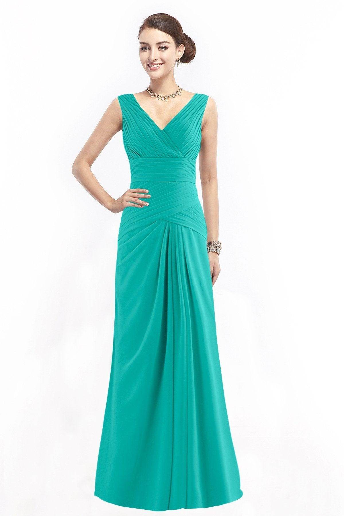 Sheath Floor Length Chiffon Bridesmaid Dress COZF1401E - COCOMELODY