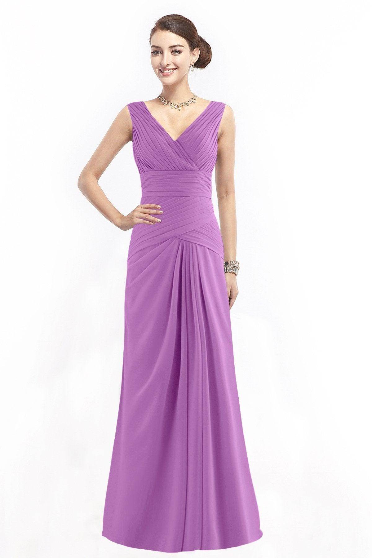 Sheath Floor Length Chiffon Bridesmaid Dress COZF1401E - COCOMELODY